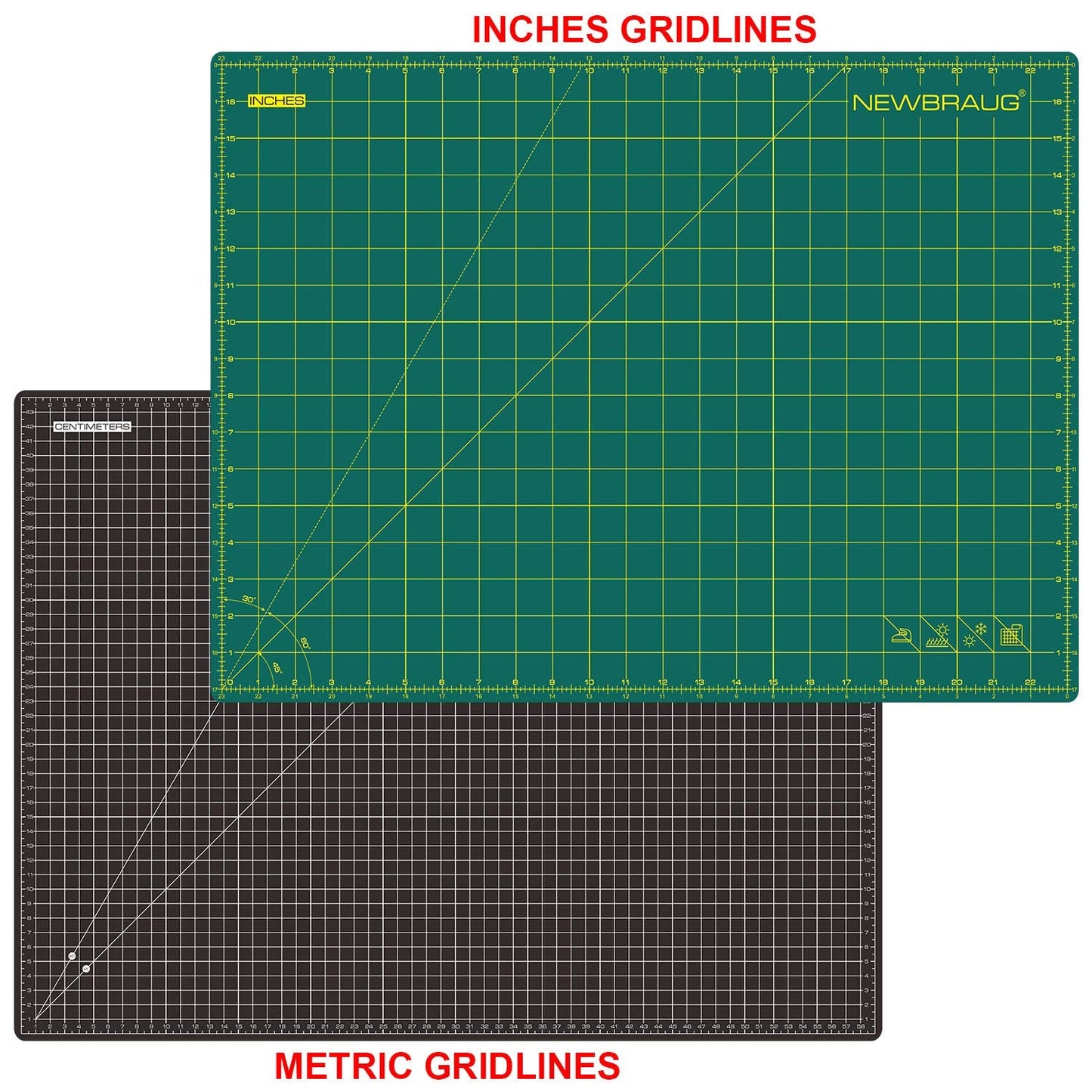 NEWBRAUG 18'' × 24'' Perfect Self Healing Cutting Mat, Non-Slip Gridded Rotary Cutting Board, Necessary for Quilting, Sewing, Craft, Fabric & Scrapbooking(Green/Black)…