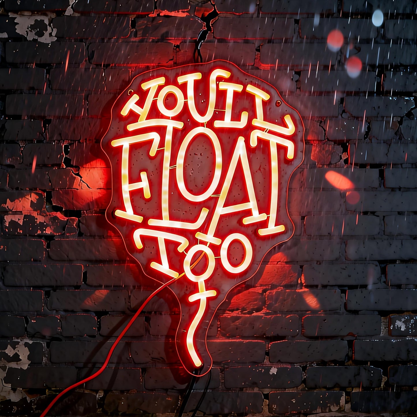 You'll Float Too Neon Sign, Dimmable LED Wall Light, USB Powered Horror Movie Decor for Gothic Room, Creepy Clown Fans, Spooky Halloween Wall Art & Scary Gift