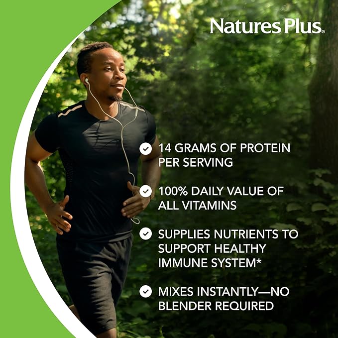 NaturesPlus SPIRU-TEIN Simply Natural, Original Vanilla - 1.63 lb - Unsweetened Plant-Based Protein Shake - 32 Servings