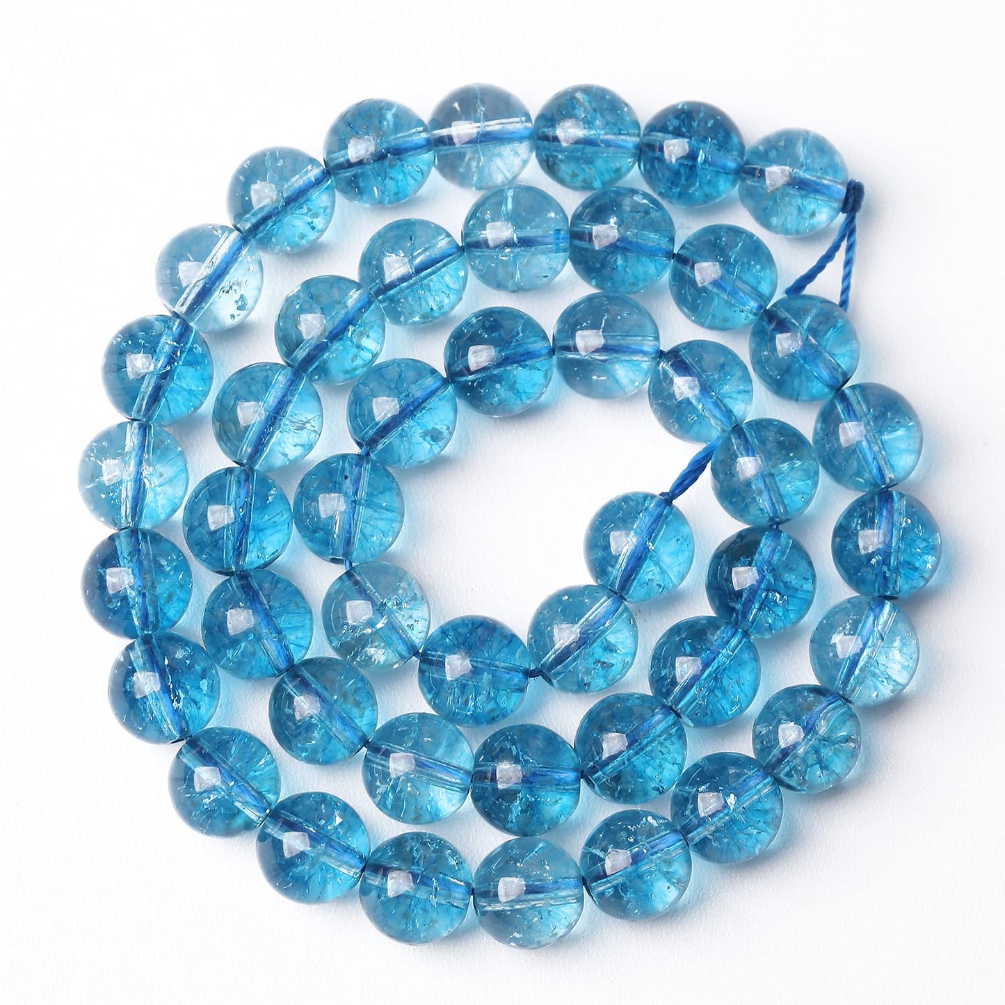 36PCS 10MM Beads Blue Crystal Quartz Gem Energy Crystal Healing Jewelry Making Natural Stone Beads DIY (Blue Crystal, 10MM)