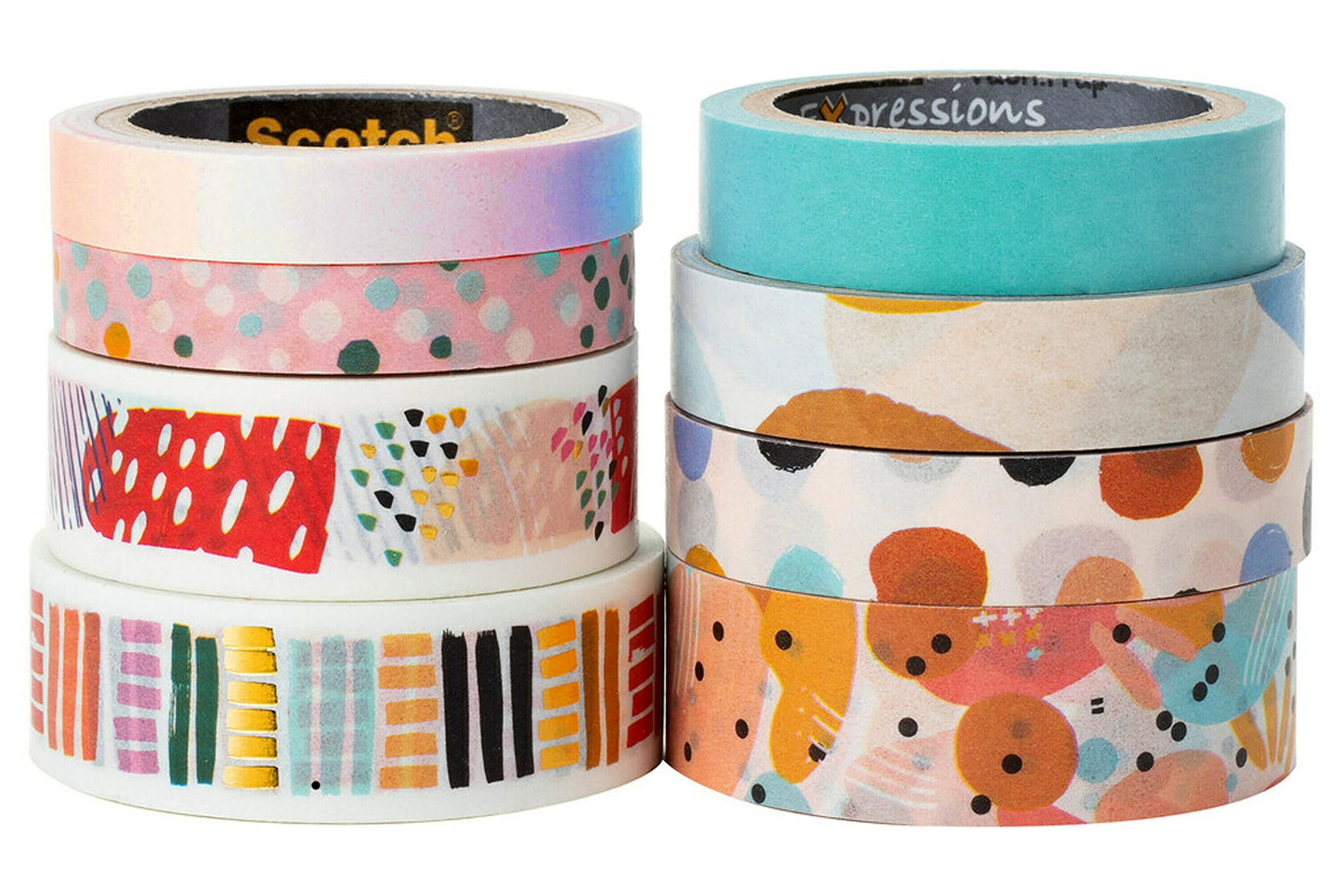 Scotch Washi Tape, Abstract Modern Design, 8 Rolls, Great for Bullet Journaling, Scrapbooking and DIY Décor (C1017-8-P19)