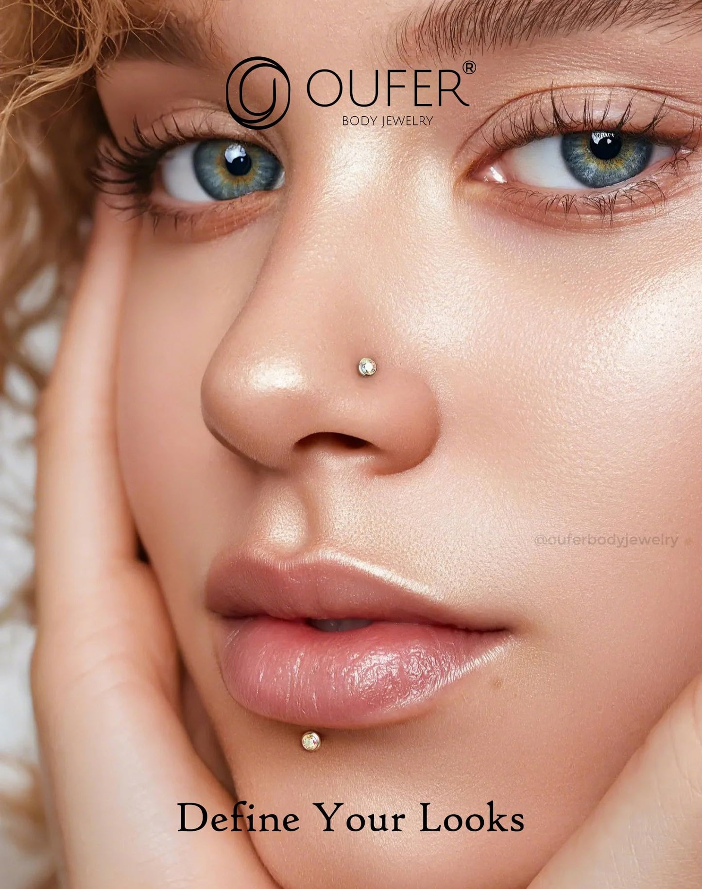 OUFER 2Pcs AB Nose Studs, 20G G23 Solid Titanium Threadless Nose Studs 2.5MM Flat Back Tiny CZ 2.5MM Nose Nostril Piercing Jewelry-7MM