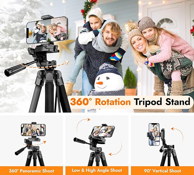 JOILCAN Phone Tripod Stand - 67" Aluminum Extendable Tripod with Remote, Portable Tripods for iPhone Photos Selfie & Video, Compatible with iPhone DSLR Camera Projector