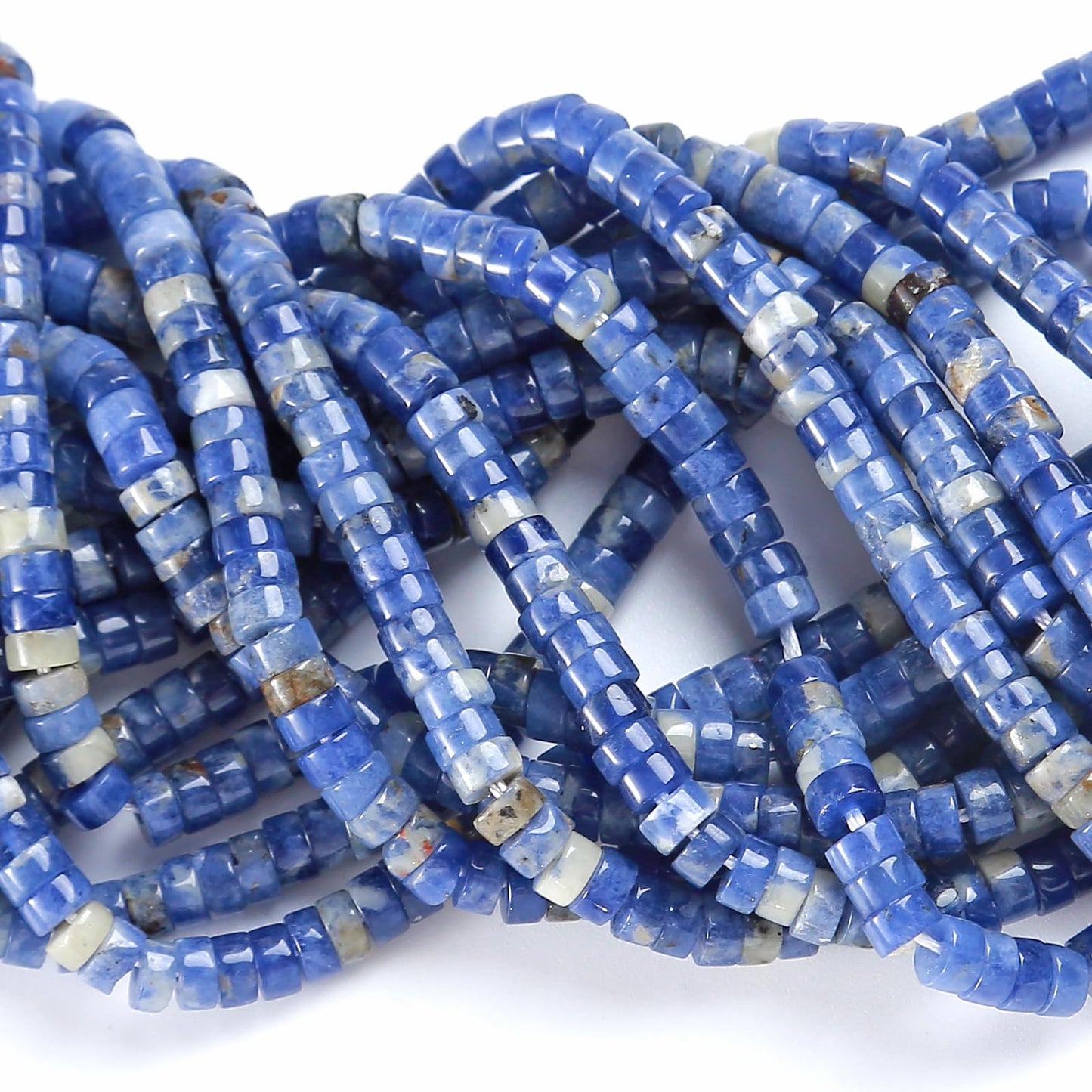 150pcs 2x4mm Natural Blue Sodalite Stone Tube Shape Beads Loose Flat Round Cylinder Flat Spacer Green Stone Beads for Bracelet Earrings Jewelry Making