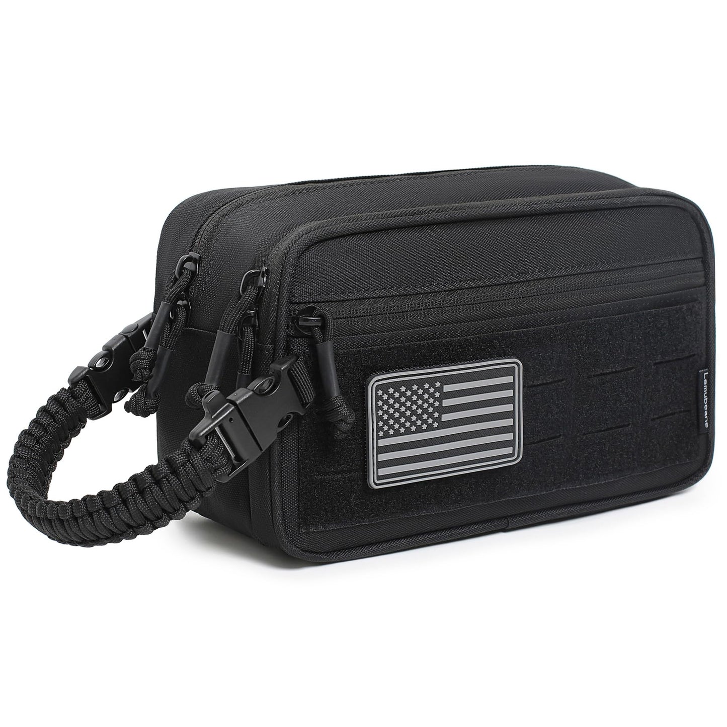 Lemubeane Tactical Toiletry Bag for Men Dry Wet Separate Dopp Kit Travel Hygiene Bag EDC Utility Tool Molle Pouch Mens Shaving Kit Travel shower Bags (Black)