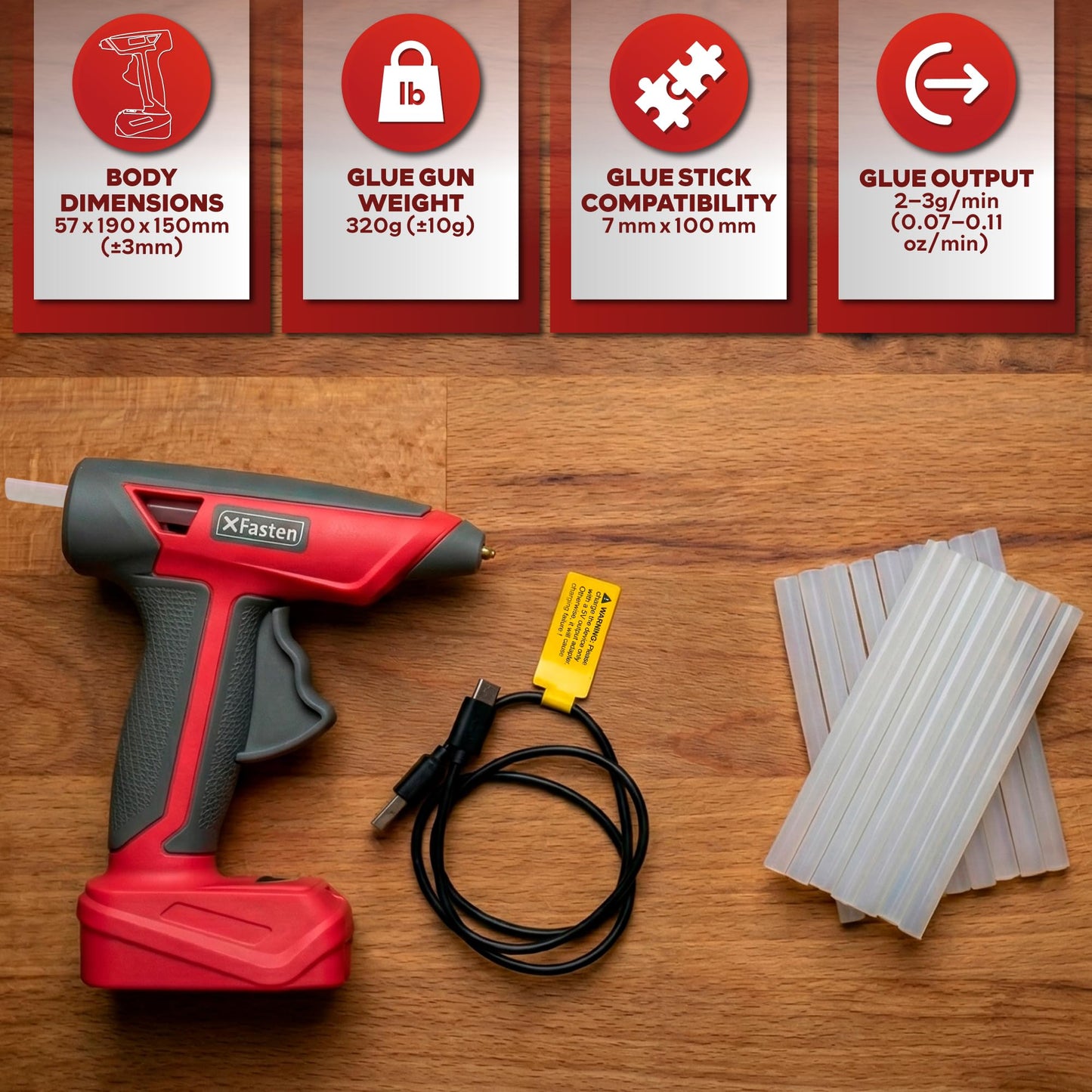 XFasten Pink Cordless Hot Glue Gun and Sticks Set, USB-C Rechargeable with 7.2V Battery, 15s Fast Preheating with 20 Pcs Crystal Clear Mini Glue Sticks and Silicone Mat for Crafts DIY Home Repairs