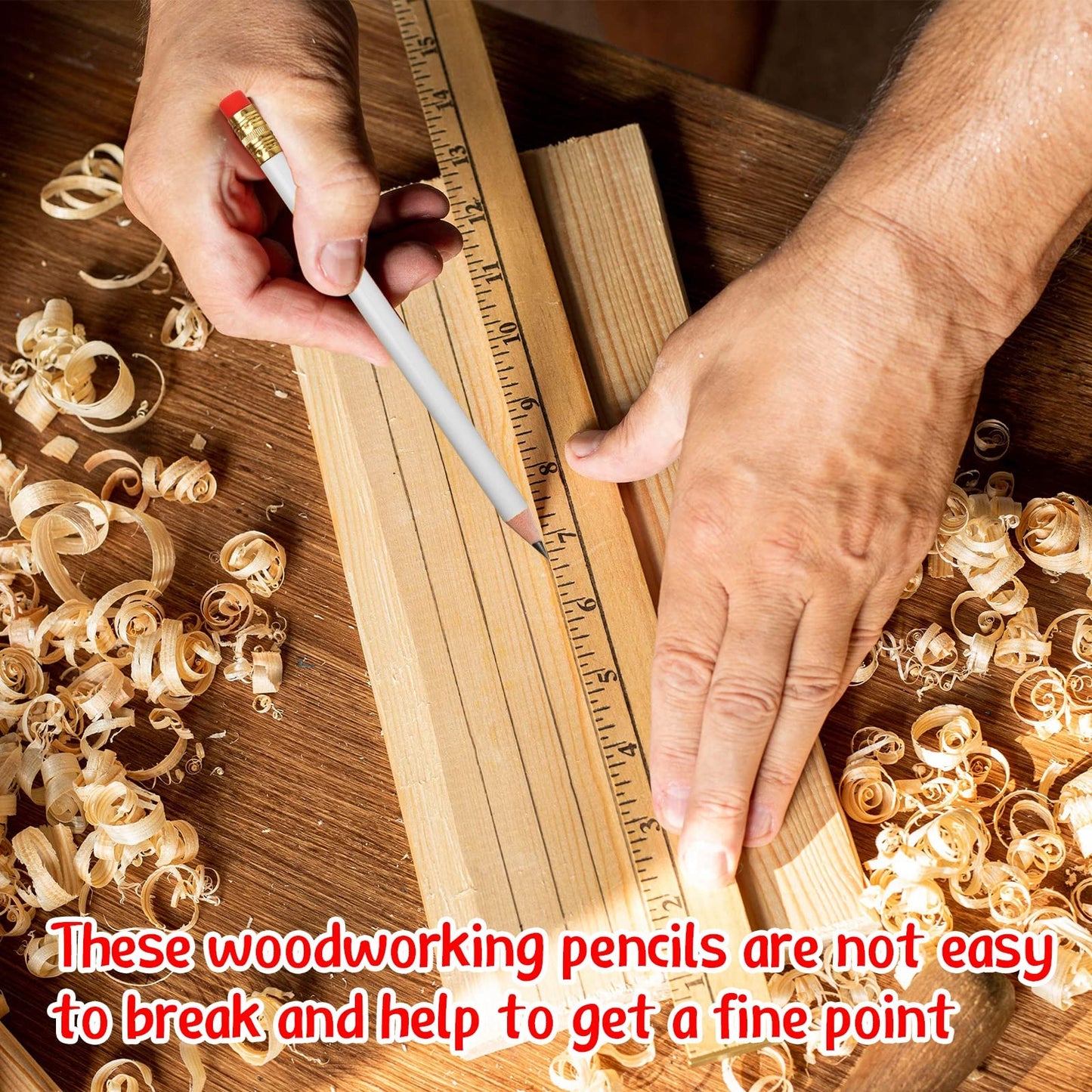 Fainne 48 Pcs Jumbo Pencil, Wooden Pencil with Black Core for Carpenters Construction Workers Woodworkers Framers Beginners Students Teachers DIY Project(White,Round)