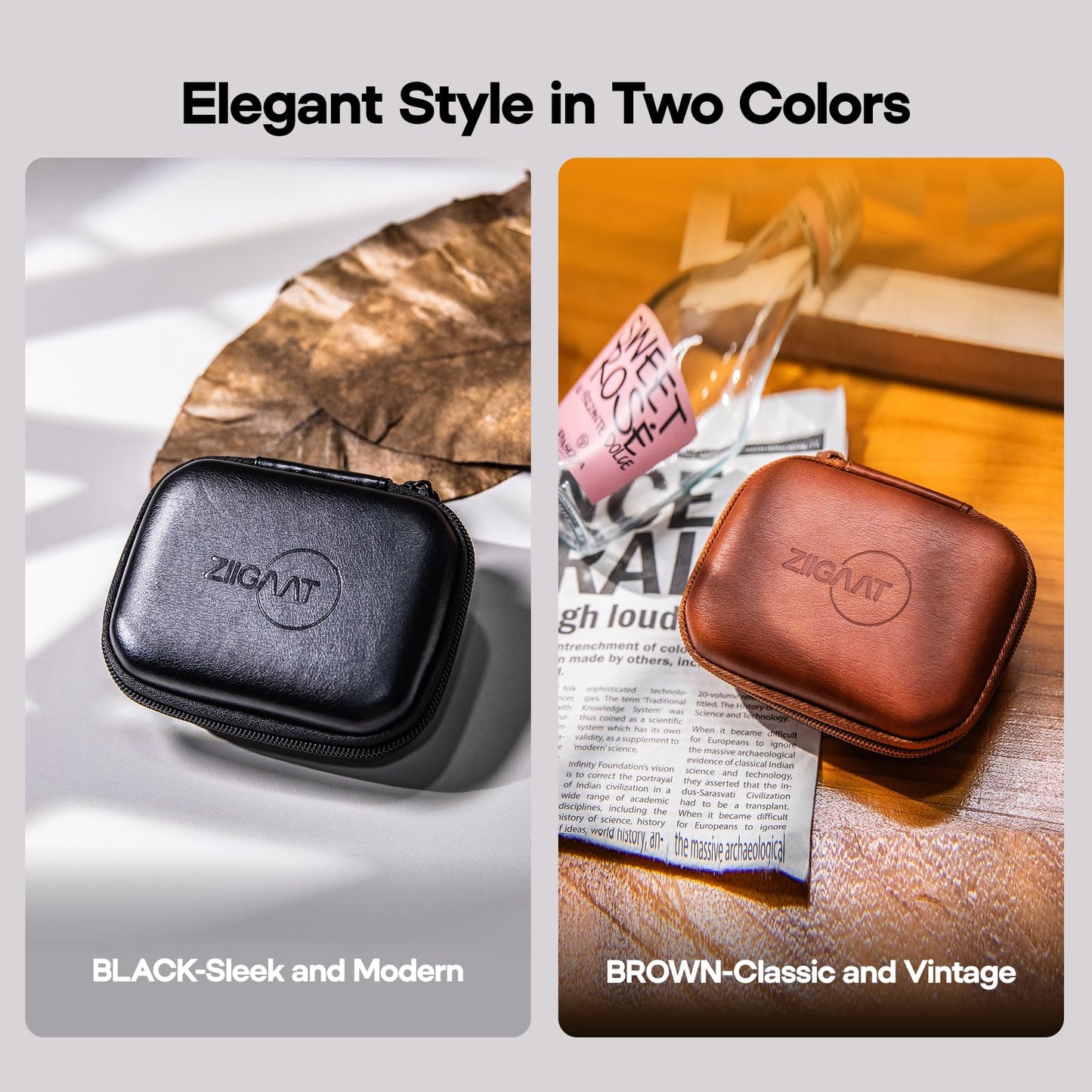 Linsoul ZiiGaat PELLEPOD Leather Earbud Case, Waterproof IEM Storage Box, Hard Carrying Bag, Protective Storage Box, Fit for Earphone ZS10 Pro, Zero: 2, EM6L, EW300, SuperMix 4, Orchestra Lite (Brown)