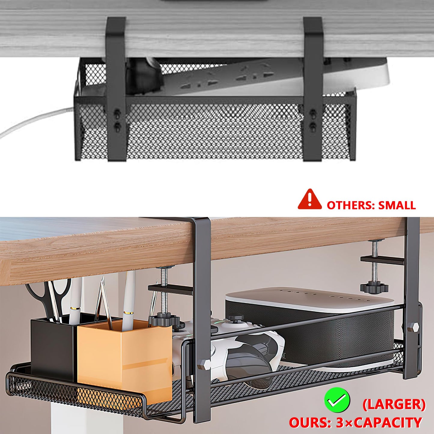 LIFEFAN Under Desk Cable Management Tray Cord Wire Shelf Organizer (Large)