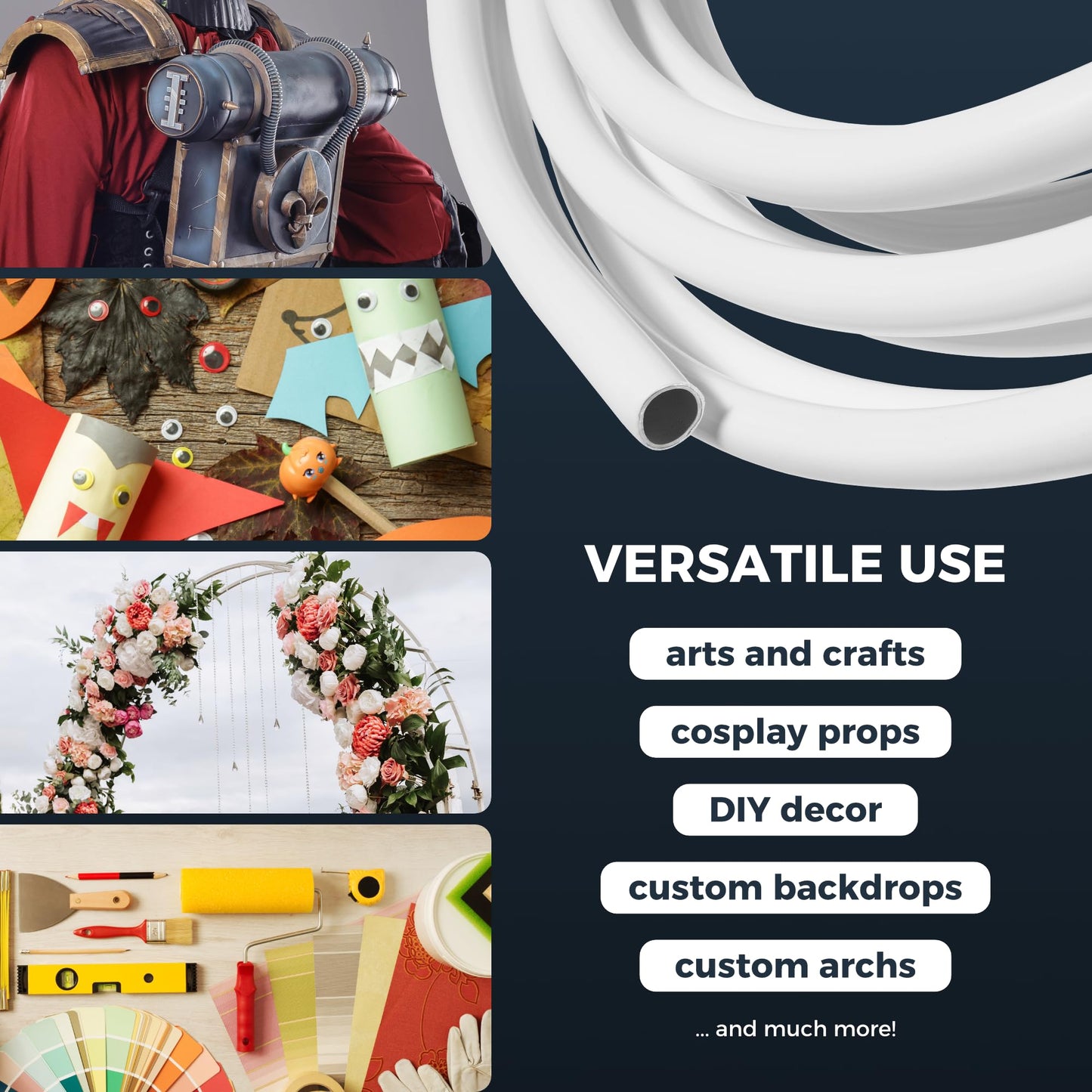 32ft 20mm Original Flexible Pipe for crafts, Extra Durable design, Tube Pipe for Fake Flowers, Prop Building, Balloon Arches, Stem Tubing for Floral Wedding Decor, DIY Arts & Craft