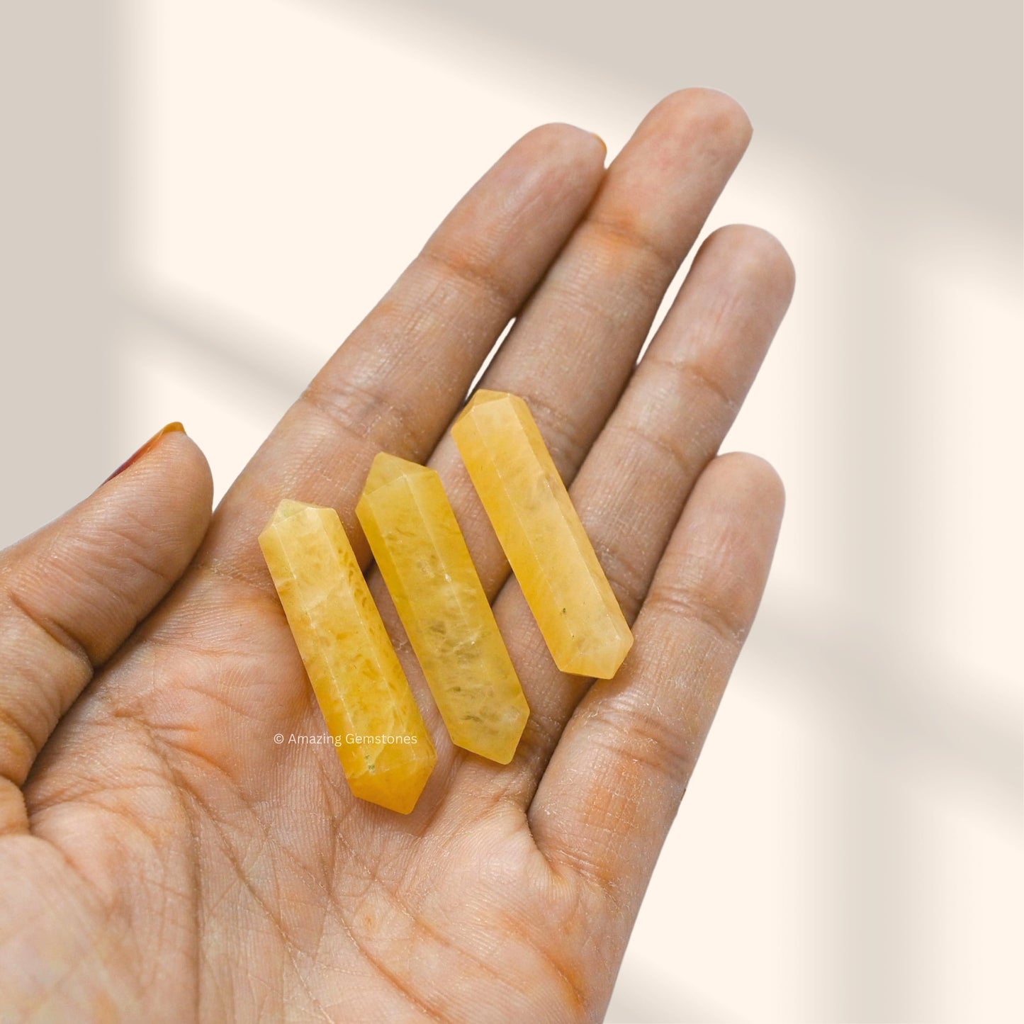 Amazing Gemstone Yellow Aventurine Crystal Points Bulk Healing Crystals and Stones - Pack of 3, Double Terminated Healing Wand Point Bulk Crystals for Crafts, Crystal Grid, DIY Work