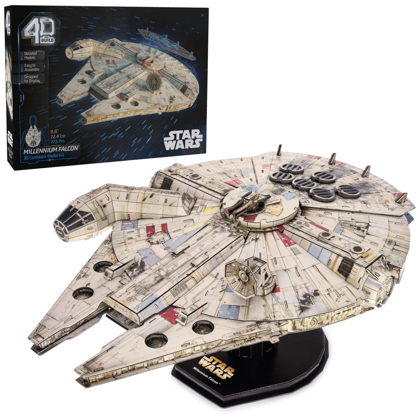 4D Build Star Wars Millennium Falcon 3D Model Kit, Star Wars Gifts, Desk Decor for Fans & Collectors, 223 Pieces, 3D Puzzles, Gift Ideas for Ages 12 & Up