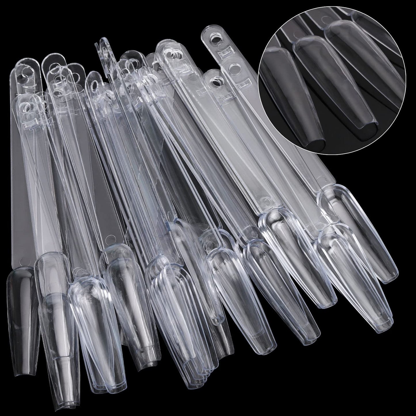 300 Pcs Nail Swatch Sticks with Number Stickers, Clear Fan-shaped Nail Polish Color Sample Sticks Display, Practice Nails Sticks with Ring for Board Home