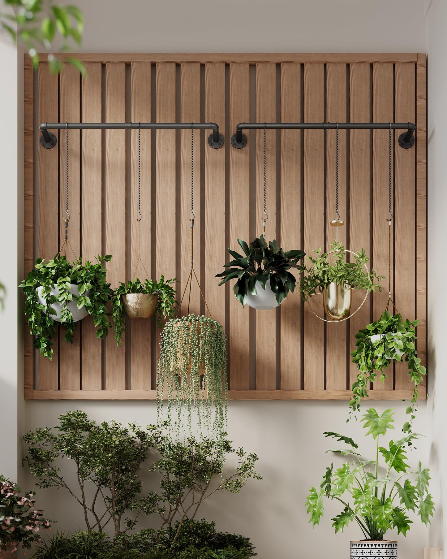 SOFITORG Plant Haning Rod, 2 Pack Hanging Planters for Indoor Plants with 3 Chains, Wall Plant Hanging Bar for Window Celling, 38.2 Inch, Metal Black, Pots Not Included