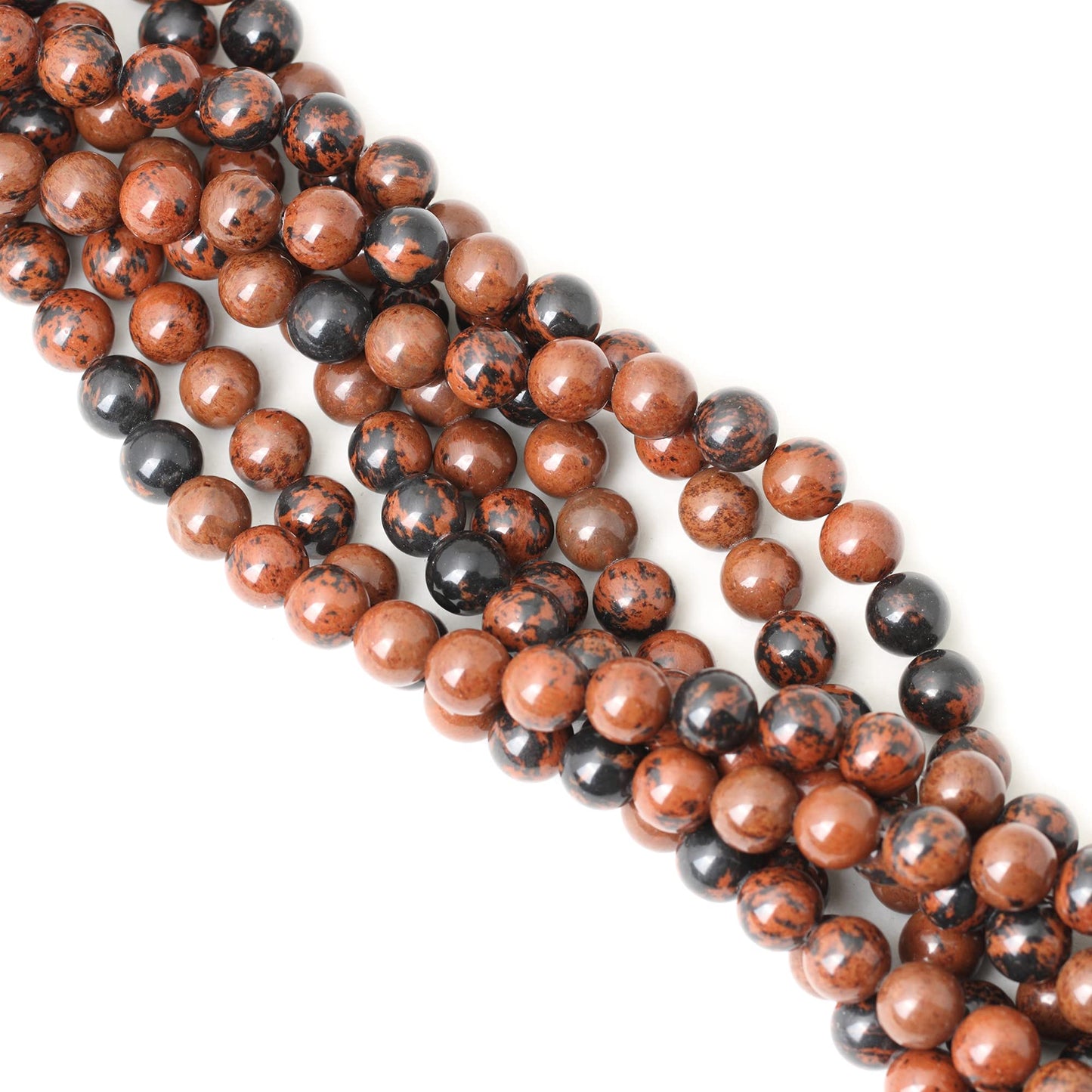 CHEAVIAN 35PCS 10mm Natural Mahogany Obsidian Stone Round Loose Beads for Jewelry Making 1 Strand 15"