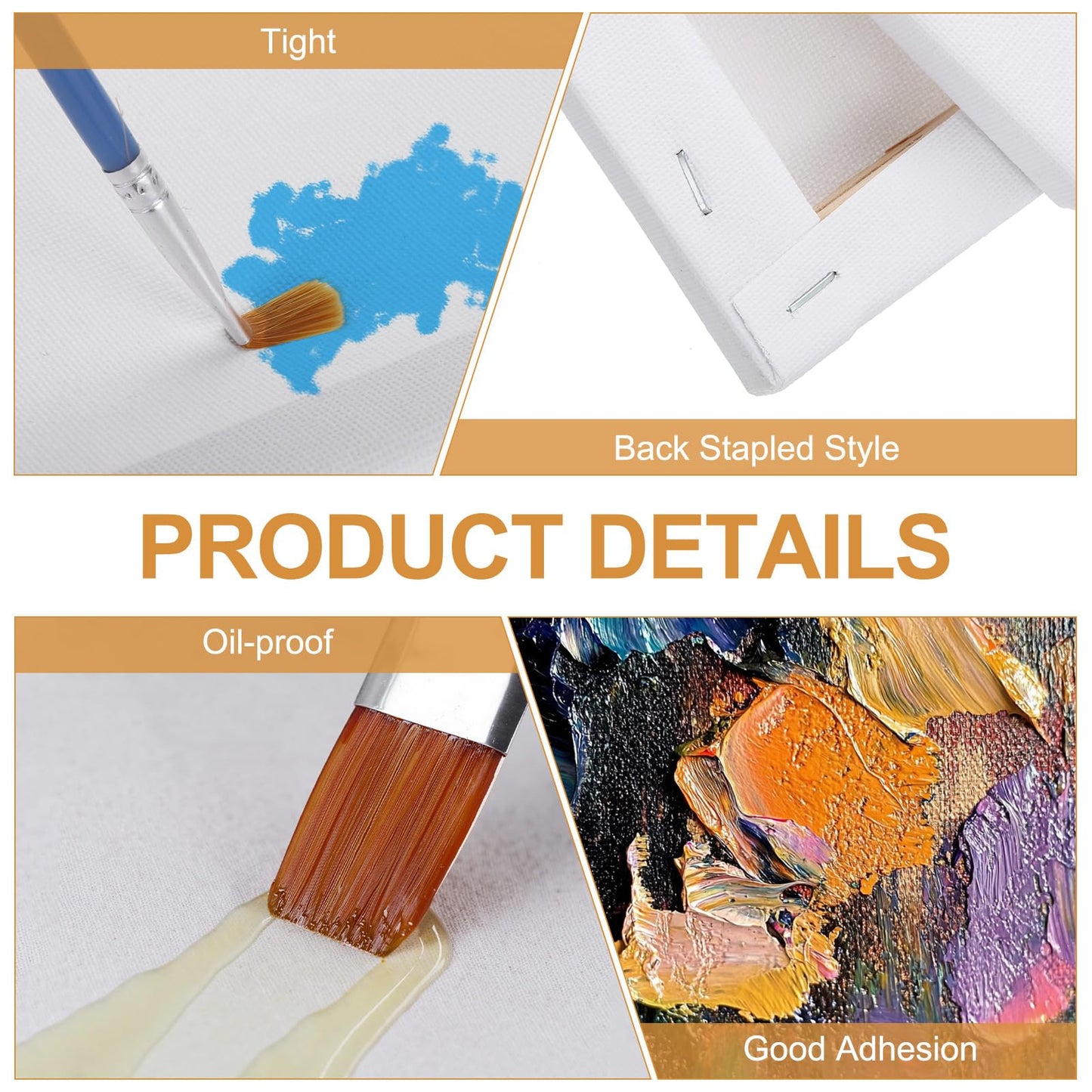 MECCANIXITY 8 Pcs Stretched Canvas for Painting, 6 x 8 Inch Blank Artist Boards 4/5 Inch Profile Cotton Canvas Panels for Beginners Professionals,White