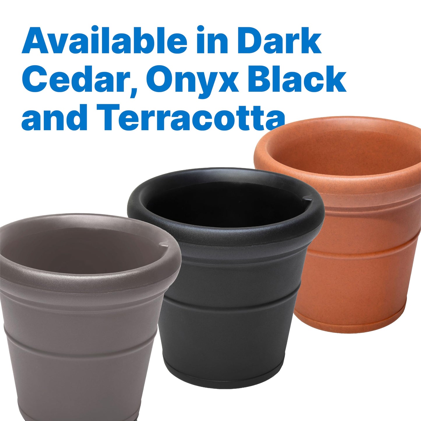 Step2 Claremont Tall Round Planter, Large Planters for Outdoor Plants, Gardening and Flower Pot for Patio or Porch, Efficient Drainage, Durable Plastic, Dark Cedar, 2-Pack