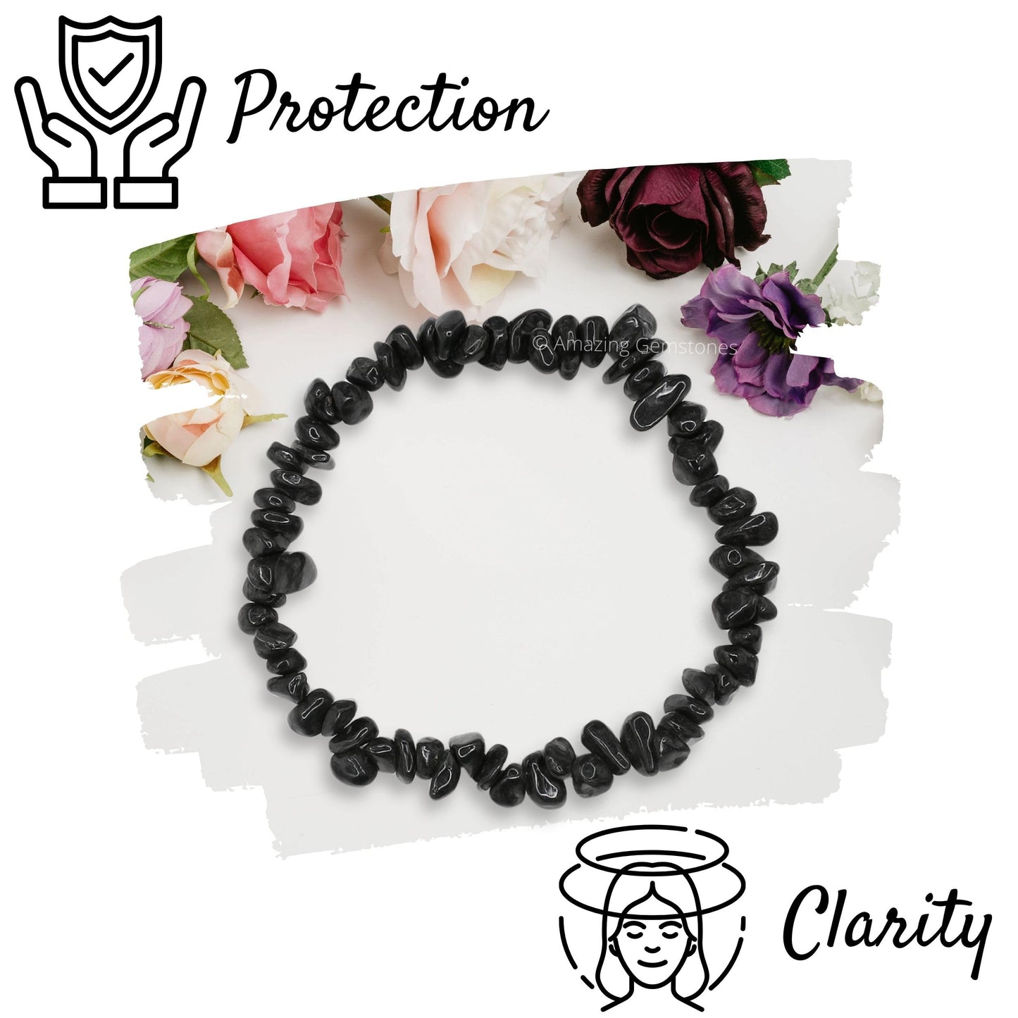 Amazing Gemstone Chips Bracelet (Black Tourmaline)