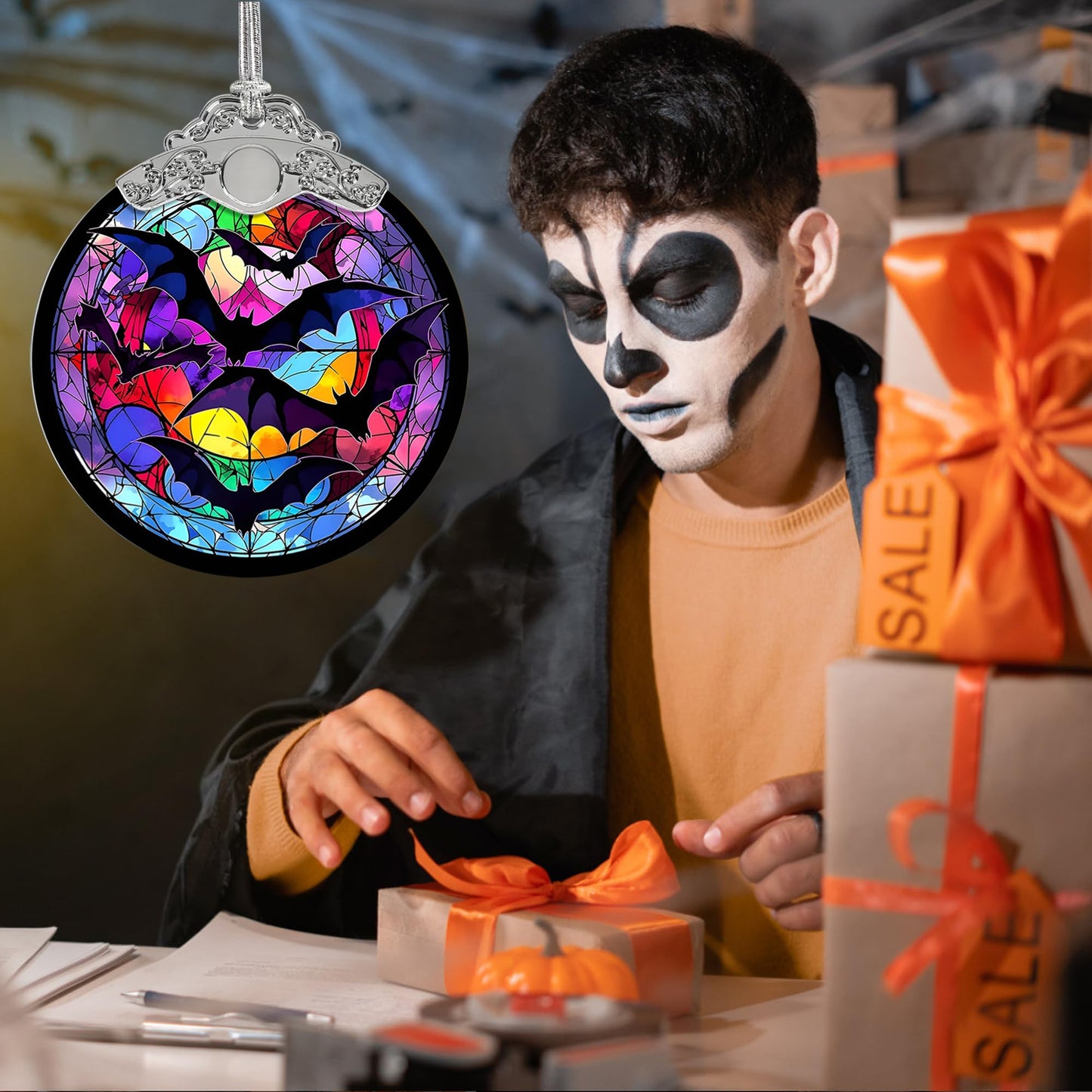 Jocidea Bat Hanging Ornament Glass Ornament - Christmas & Halloween Decoration - Keepsake Gift