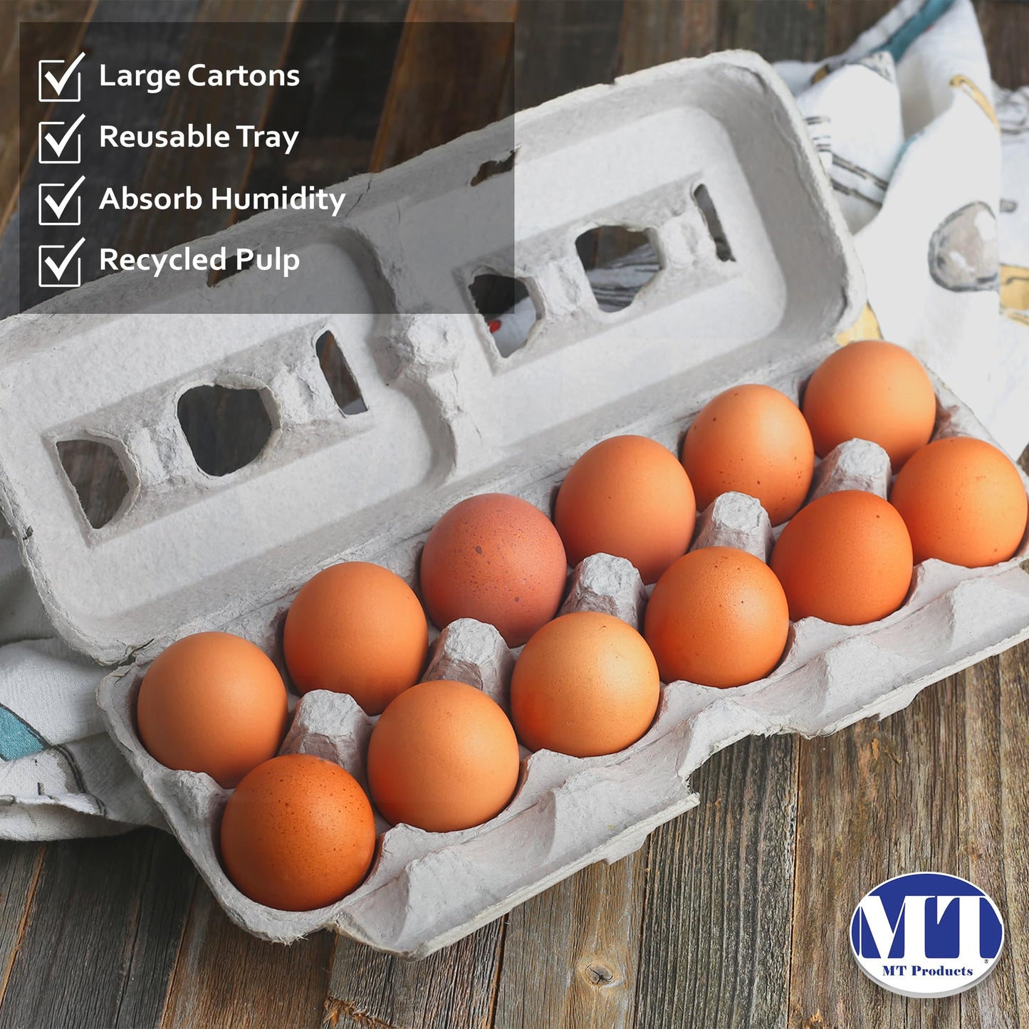 MT Products Blank Natural Pulp Egg Cartons Bulk - Made in USA - Holds Up to Twelve Eggs - 1 Dozen - Cardboard Material Perfect For Storing Extra Eggs (25 Pieces)