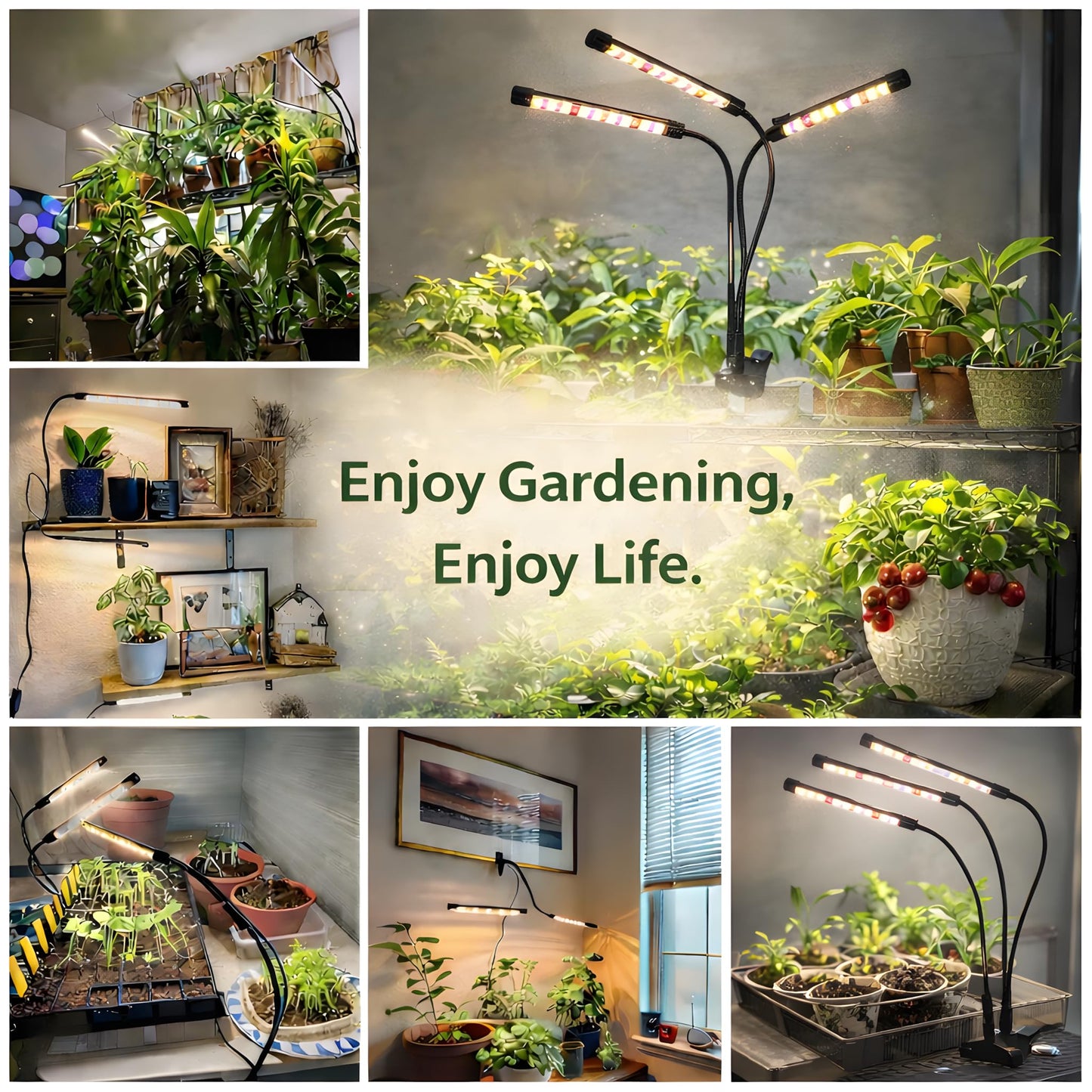 SDOVUERC 3head Plant Lights, 2Pack Grow Lights for Seed Starting, Full Spectrum Growing Lamps with Clip for Indoor Plants, Auto ON & Off Timer 3/9/12H, 3 Switch Modes, 10-Level Dimmable Brightness