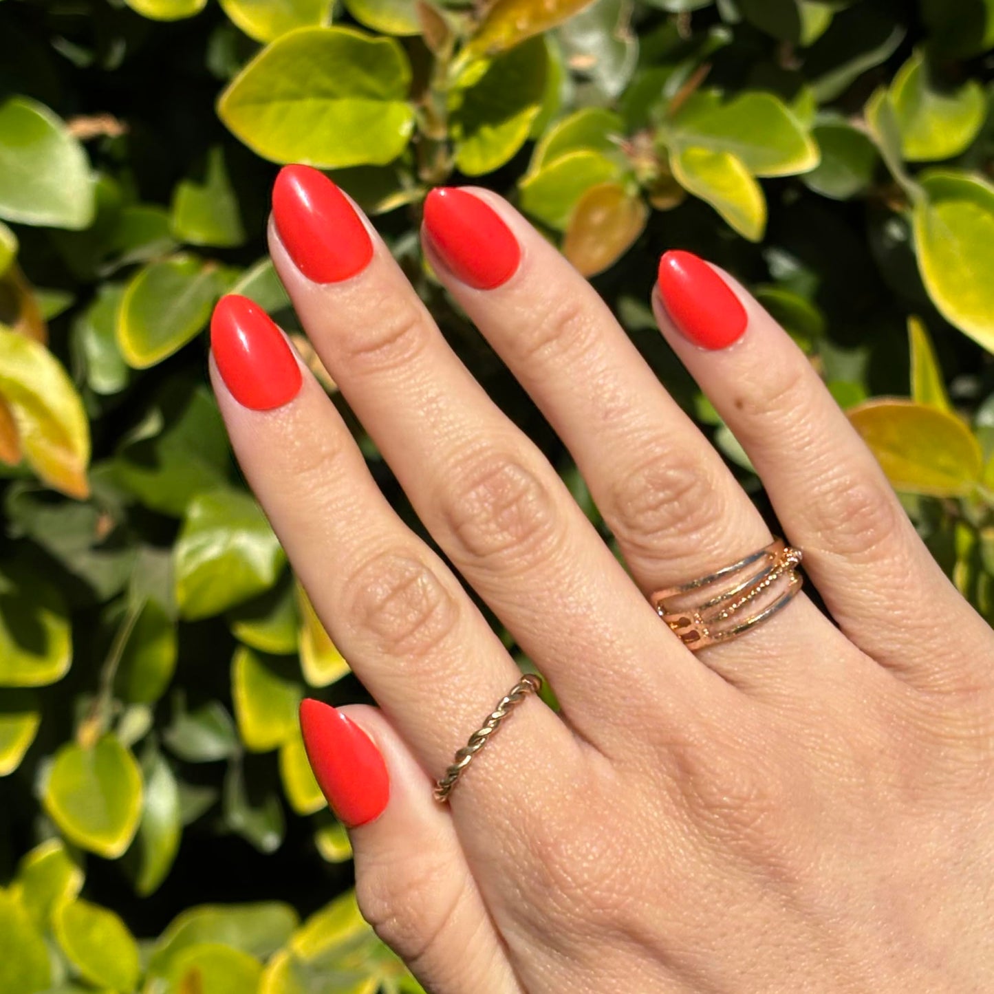 HAPPY HOUR Press-On Nails by Lavaa Beauty | Short Round Bright Orange-Red Summer Nails with Glossy Finish