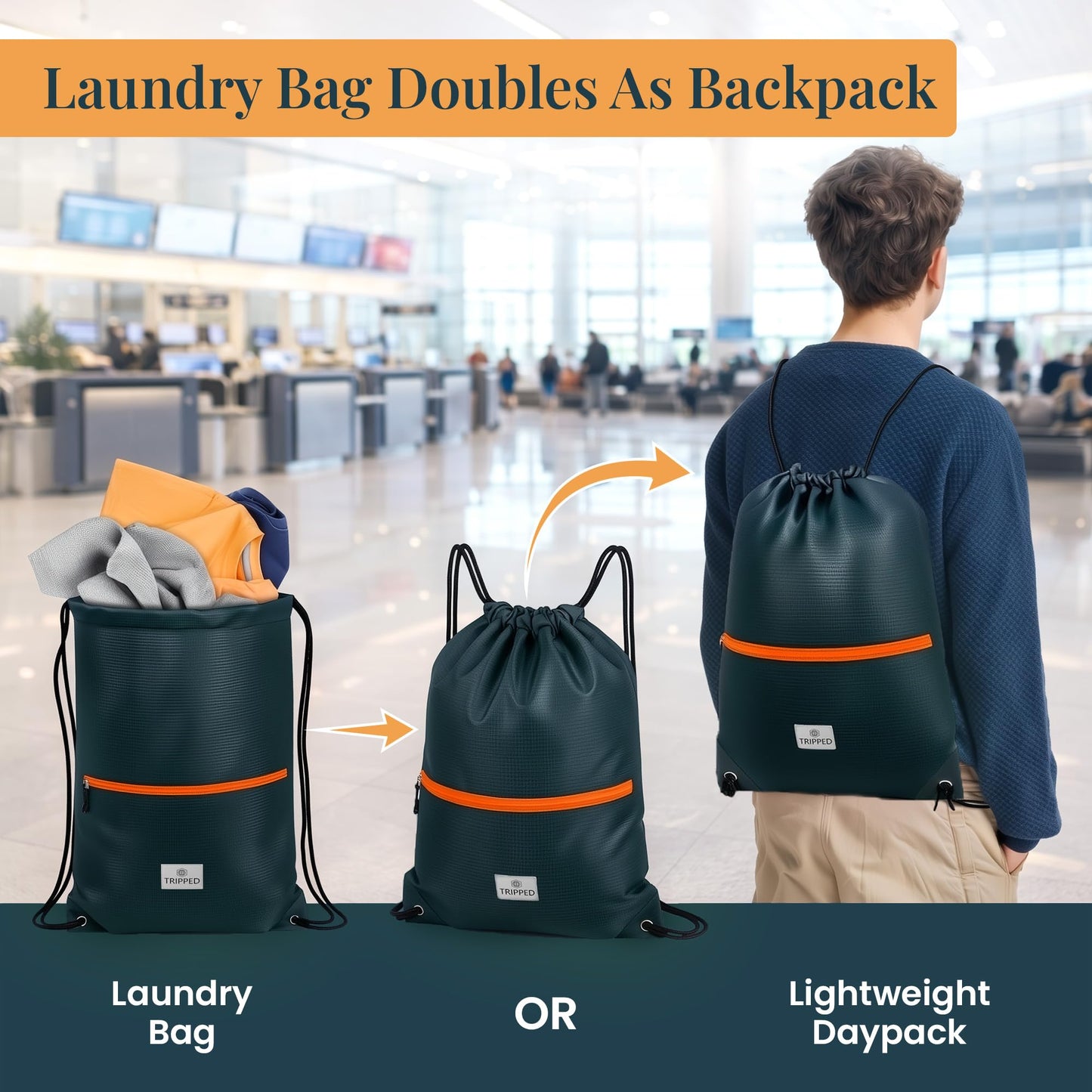 Compression Packing Cubes for Travel – 6 Piece Luggage Organizer Set with Lightweight Laundry Bag/Backpack – Travel Essentials for Carry-On Suitcase or Checked Luggage (Grey/Orange)