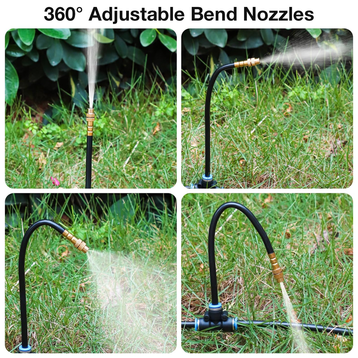 MIXC 50Ft 1/4" Drip Irrigation System,2026-Upgrade Garden Irrigation Kit with 12pcs Adjustable Copper Nozzles,Automatic Atomizing Watering System for Outdoor Plants,Raised Bed,Yard,Potted Plant,Lawn