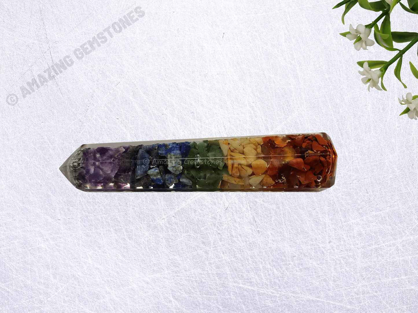 Amazing Gemstone Seven Chakra Crystal Orgone Towers ~ Natural Healing Crystal Point Obelisk for Reiki Healing and Crystal Grid (4.5 to 5 Inch, Pack of 1)