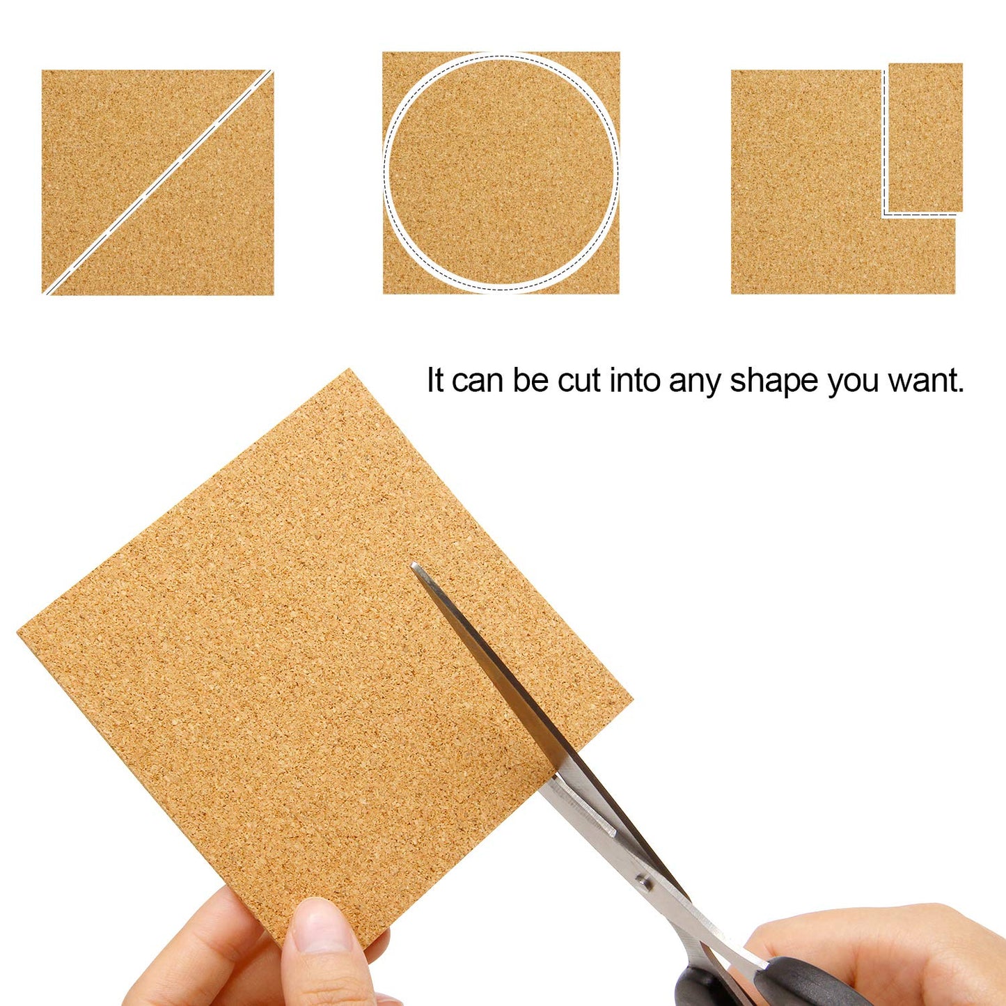 Blisstime 100 Pieces Self-Adhesive Cork Sheets 4"x 4" for DIY Coasters, Square Cork Tiles with Strong Self Adhesive Backing