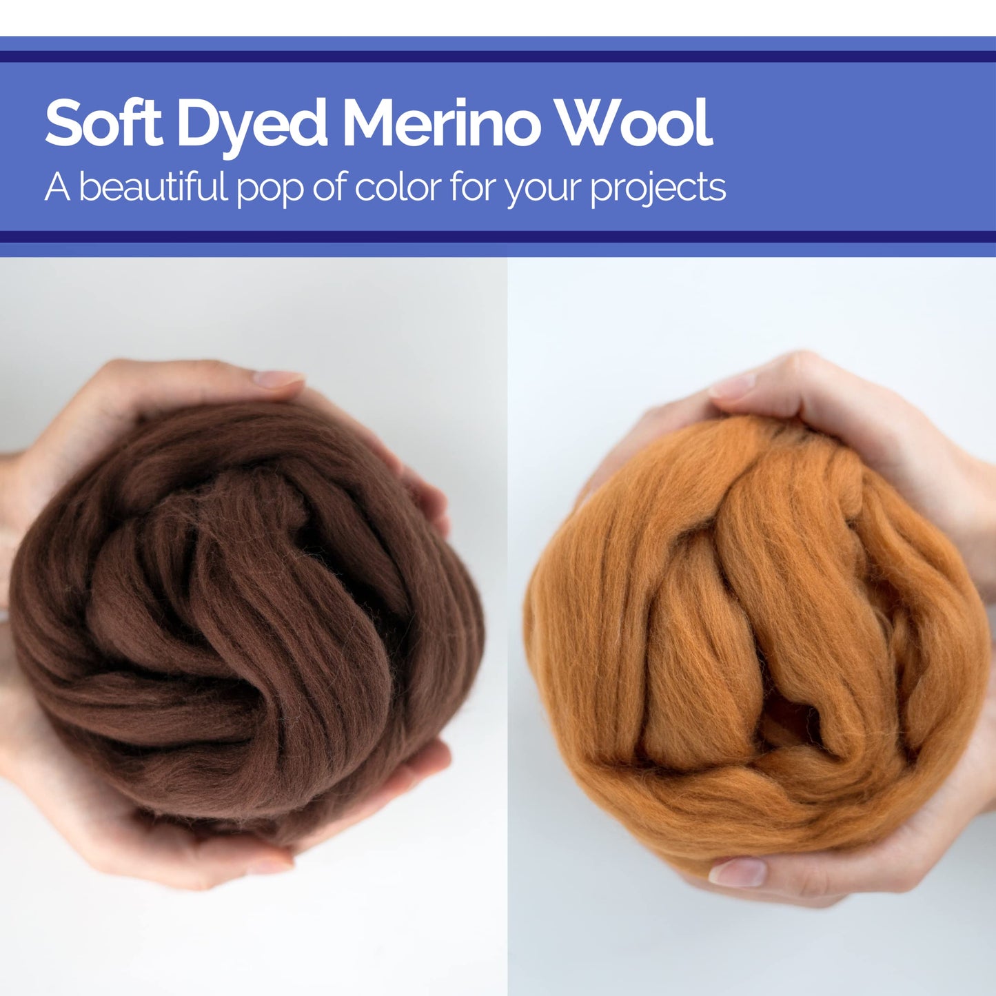 Revolution Fibers | Mixed Merino Wool Variety Pack | Perfect Wool Roving for Spinning, Needle Felting, Wet Felting, Weaving and Crafting (Barky Brown (Browns), 250 Grams)
