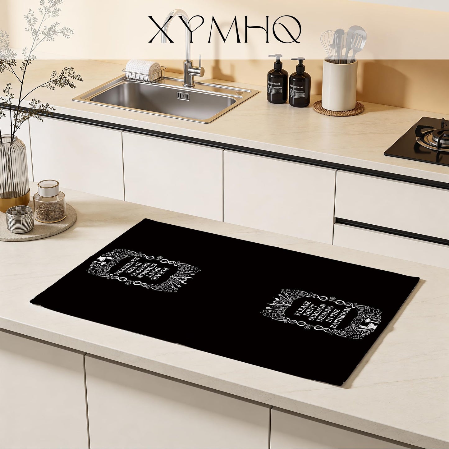 XYMHQ Black Demon Gifts Hand Towel 16x24, Black Demon Decor Gothic Dish Cloth, Please Dont Summon Funny Bathroom Decorative Towels, Spooky Housewarming Gifts for Men.
