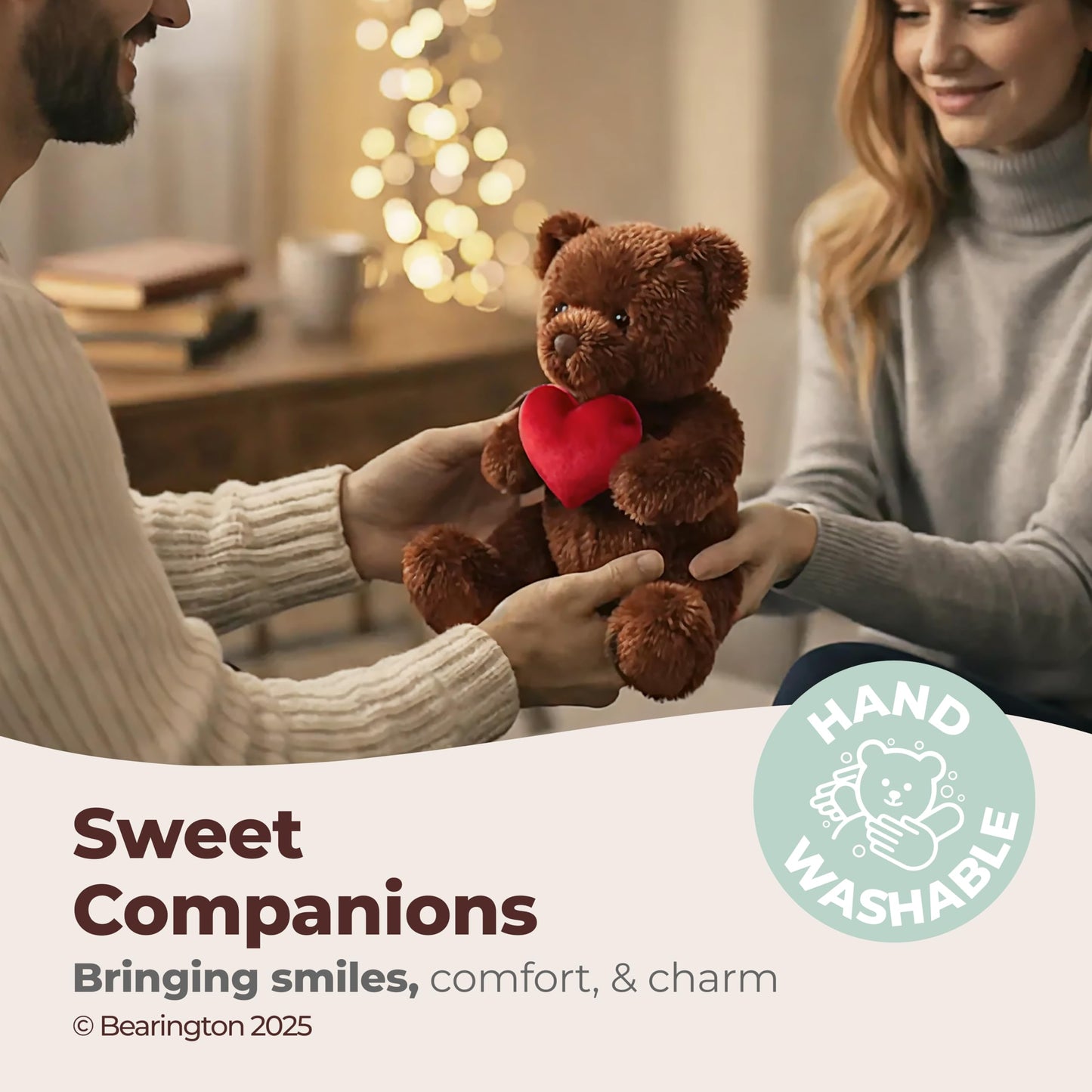 Bearington Remington Teddy Bear for Valentines Day - 9.5" Soft and Cuddly Valentines Day Stuffed Animals - Adorable Bear Stuffed Animal Plush Gift for Kids, Girlfriend, and Romantic Celebrations