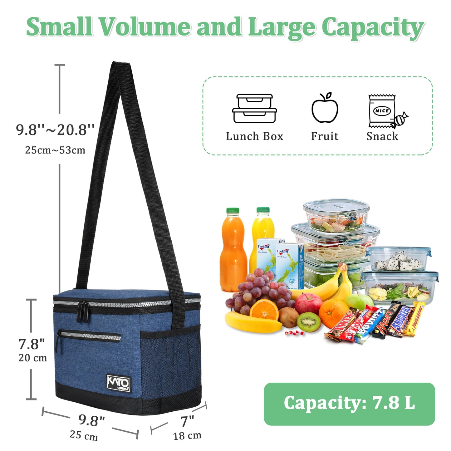Tirrinia Insulated Lunch Box for Adults Men Women - Leakproof Lunch Bag, Soft Cooler for Work, Beach, Travel & Picnic, Blue