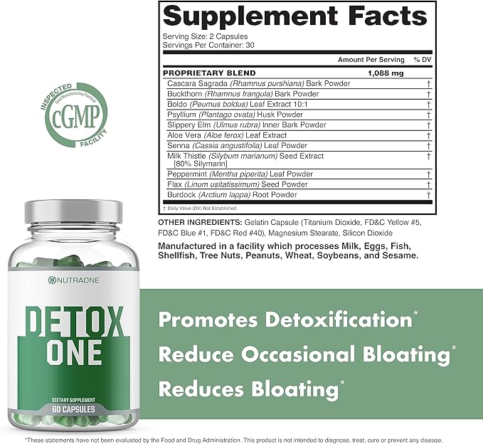 NutraOne DetoxOne 30 Day Extra Strength Detox Cleanse Supports Healthy Digestive Function And Weight Loss| Promotes Detoxification, Increases Energy & Improves Nutrient Absorption*