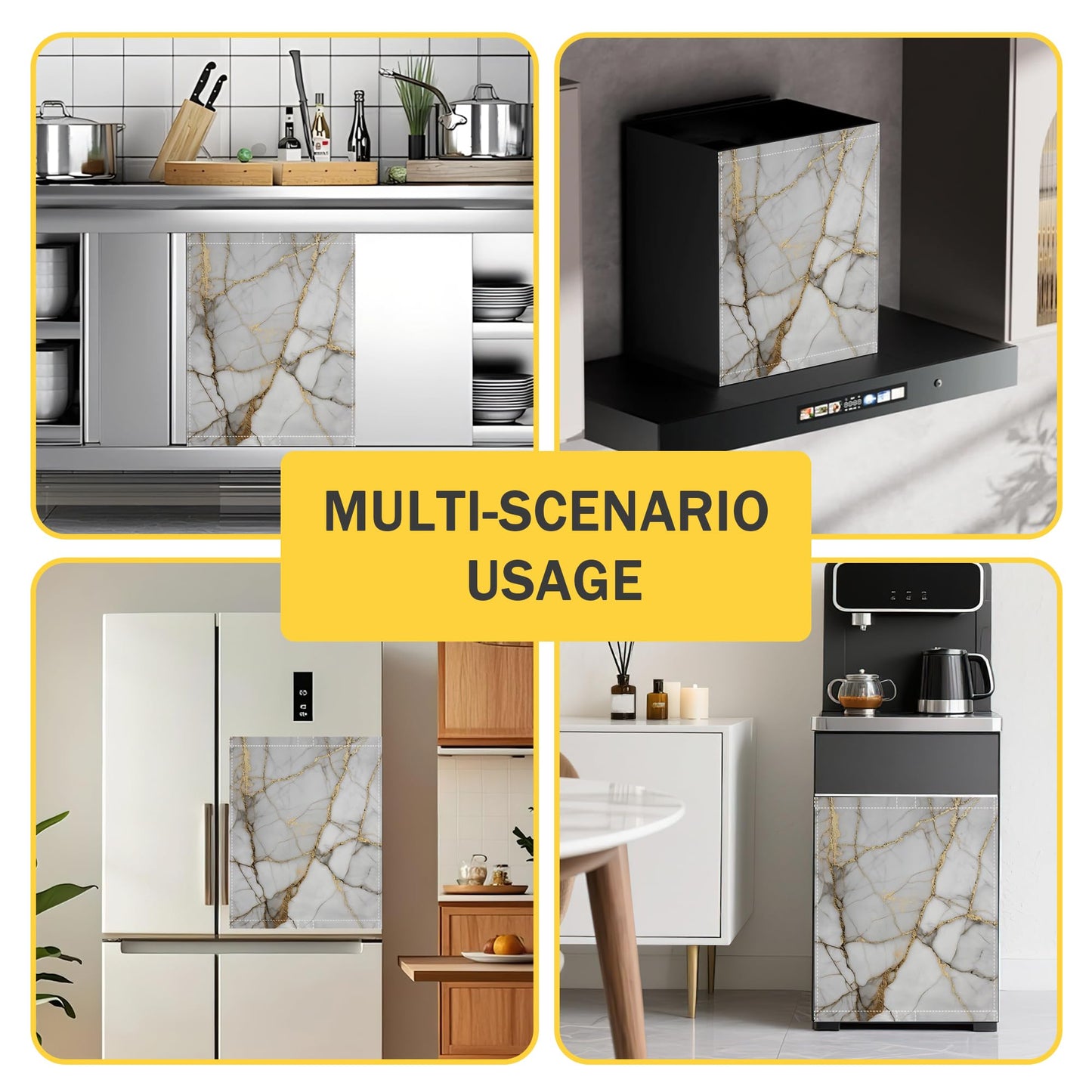 Texture Marble Dishwasher Magnet Cover,Gold White Kitchen Decor Waterproof Refrigerator Magnet Sticker Appliance Cover Protector,23Wx26H Inches