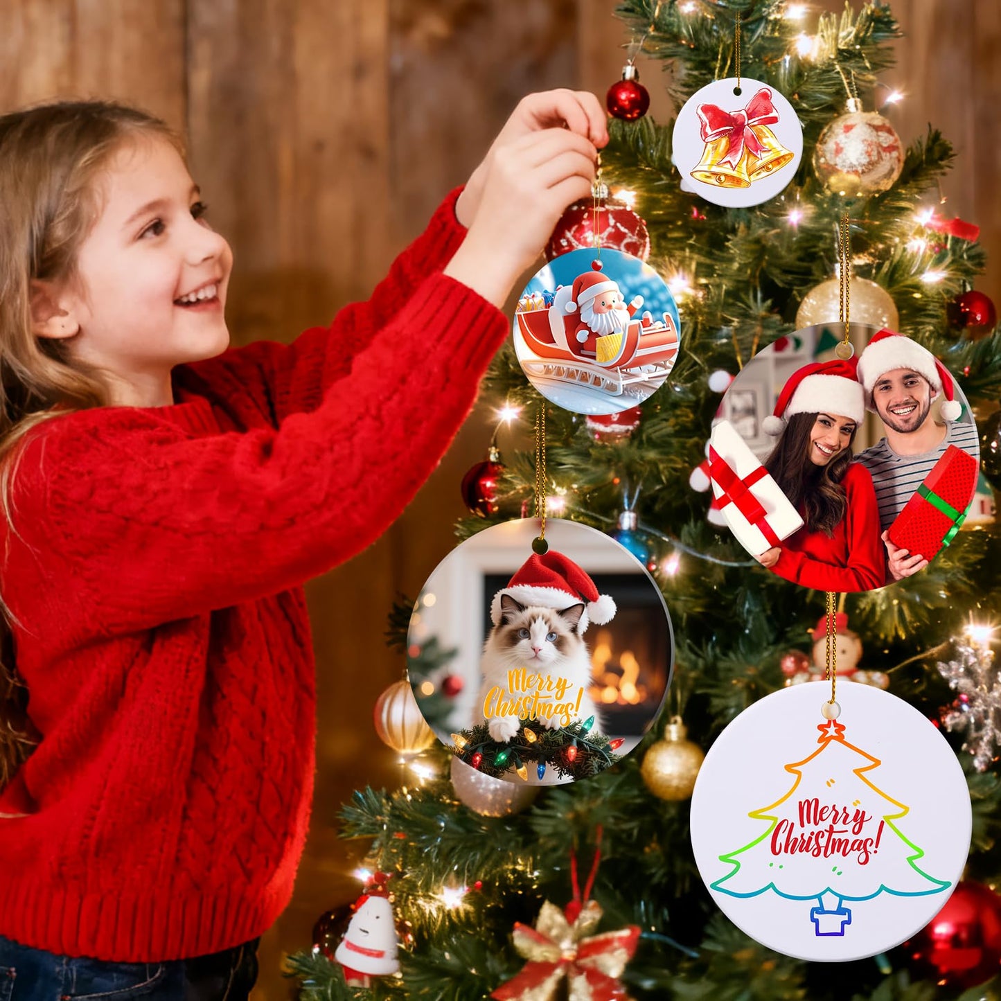 50 Pack Ceramic Sublimation Ornament Blank 3 inch Round Crafting DIY Personalized Printed Christmas Home Bulk White Porcelain Xmas Tree Crafts Decor