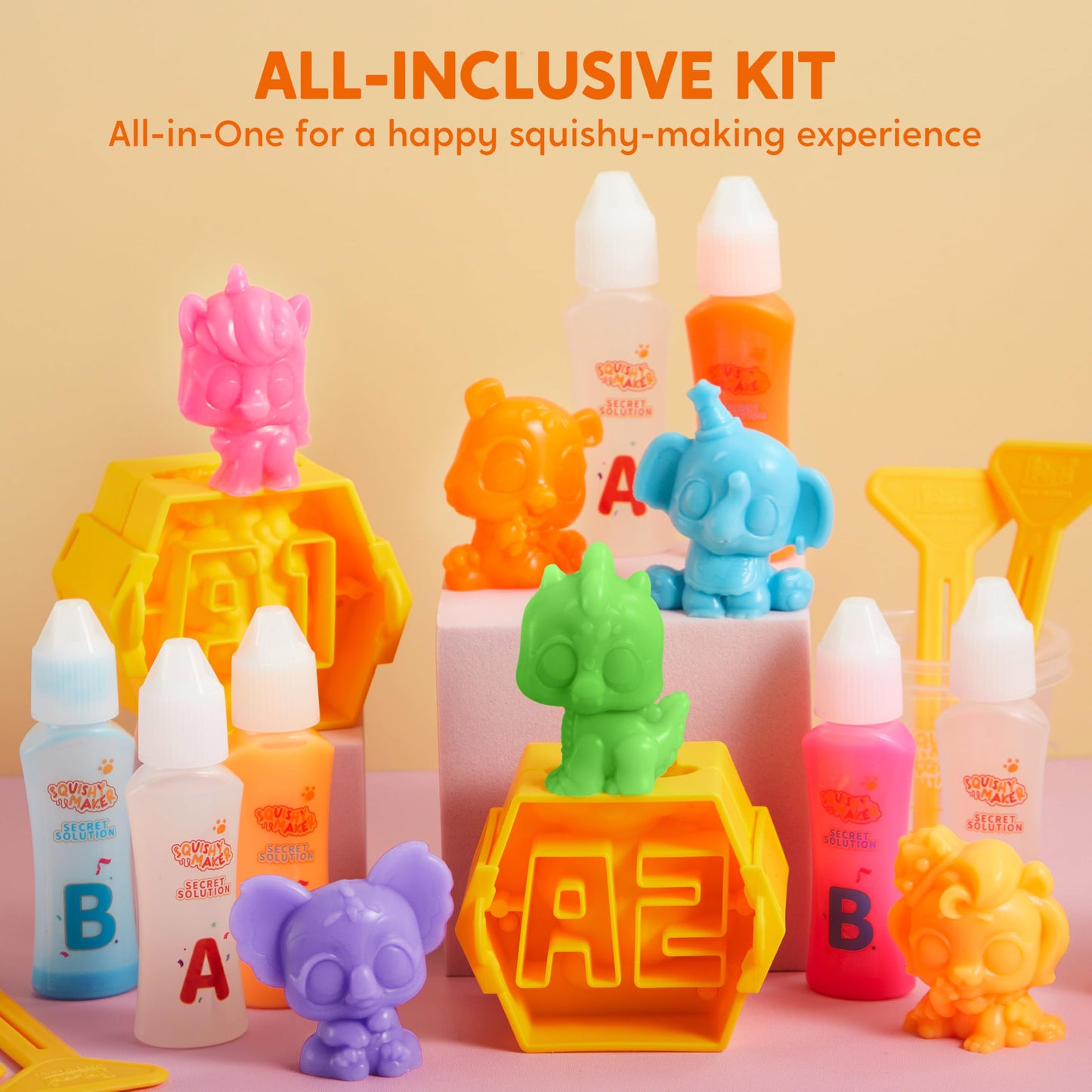 JOVA Klever Kits Squishy Toys, DIY Squishy Animal Making Kit, Mystery Box with 4 Surprise Characters Inside, Arts and Crafts, Kids Craft for Kids Ages 6+