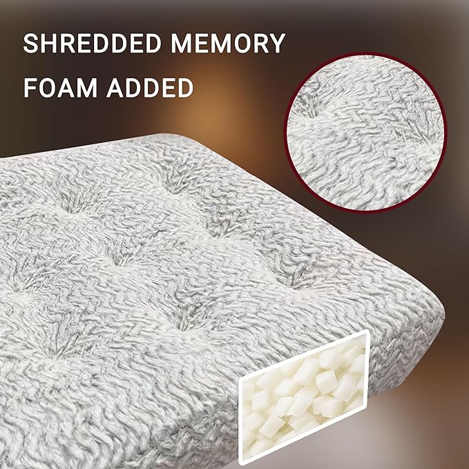 Degrees of Comfort Square Floor Cushion for Adults – Soft Velvet Meditation Pillow – Thick Tatami Seating Pad for Winter Home – 22” x 22”, Brushed Chevron, 1 Pack