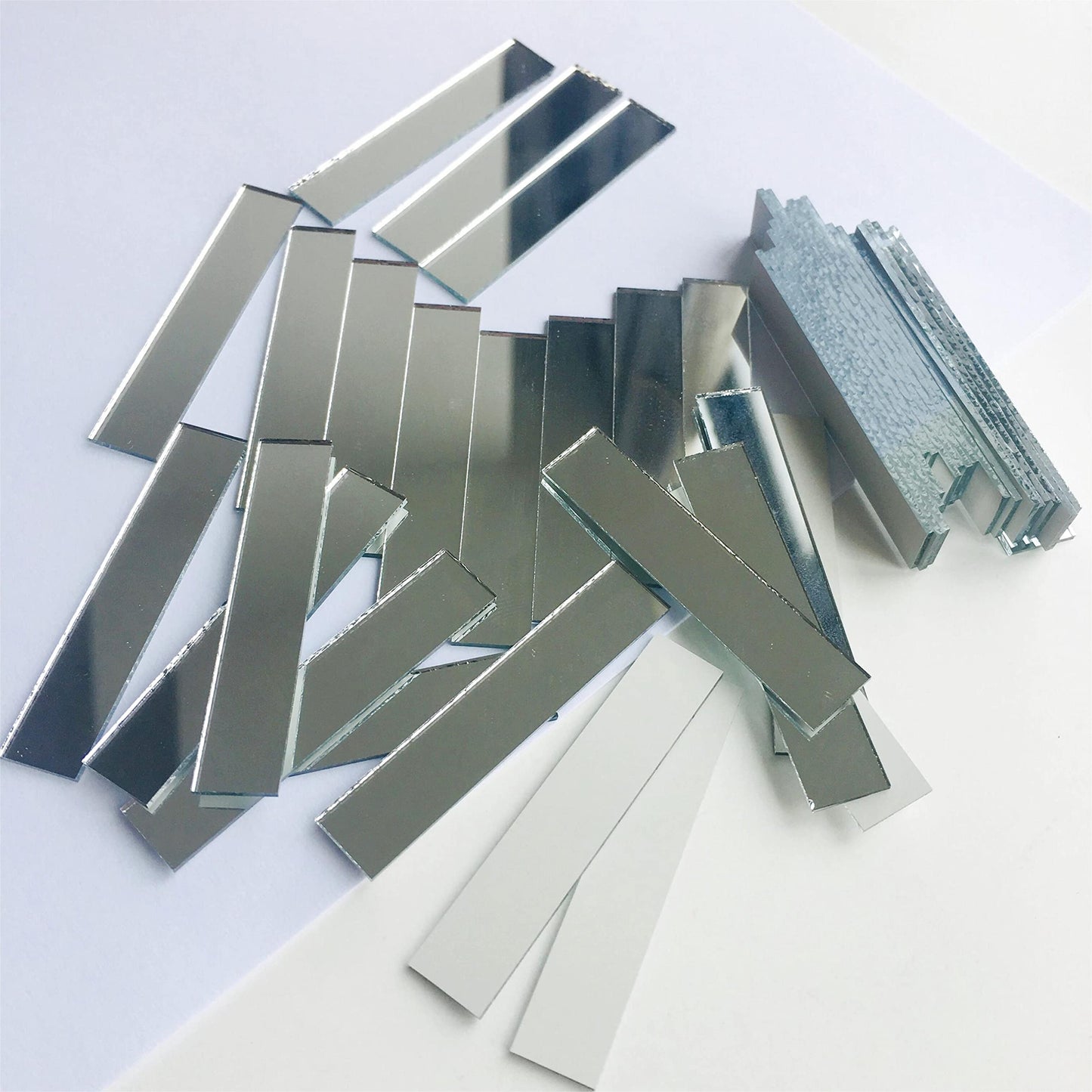 100 Pcs 1/2 x 2’’Rectangle Glass Mirror Mosaic Tiles for Craft Work, Disco Ball Mirror, Home Decor (1/2 x 2'')