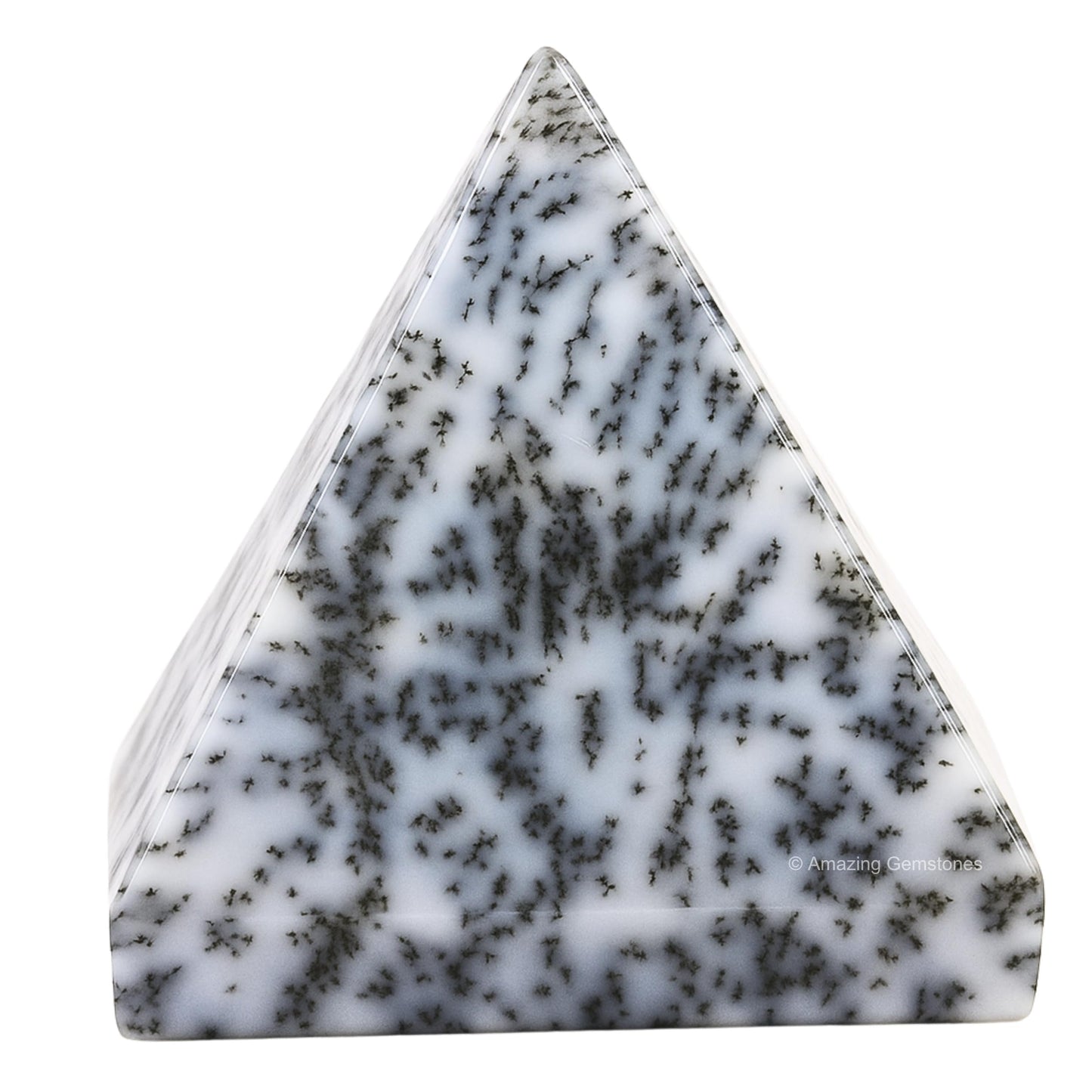 Amazing Gemstone Dendrite Opal Pyramid Crystal Healing Stones - 1.5" Great Pyramid Figurine of Natural Stone Pyramid for Meditation, Reiki, Chakra Balancing and Crystal Pyramids Grid