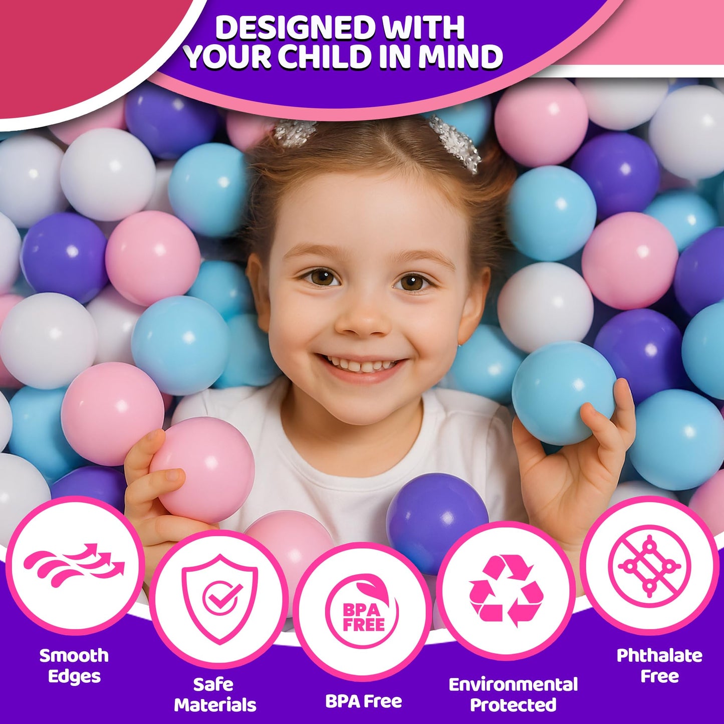 MW SPORTS Play Balls for Ball Pit, Plastic Crush Proof, Phthalate & BPA Free, Pastel Colors. (1000 Balls)