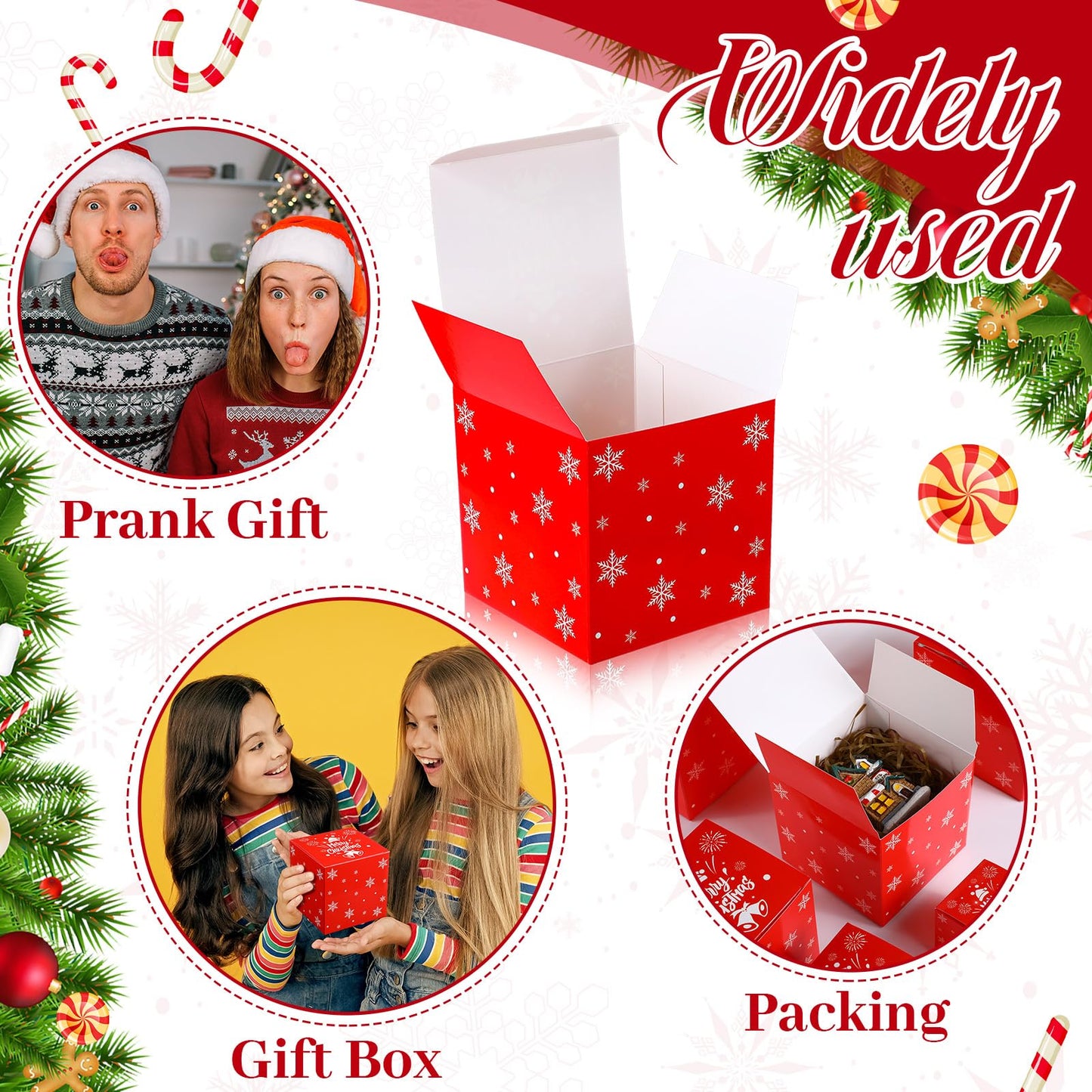 TecUnite 12 Pcs Christmas Prank Gift Box Nesting Gift Boxes Funny Prank Boxes for Xmas Birthday Wrapping, 1.9-6.3 Inch(Merry Christmas)