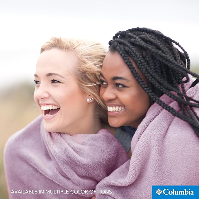 Columbia 50" x 60" Super Plush Lightweight Throw Blanket - Outdoor Essentials for Camping, Picnics, and Adventures, Soft and Cozy Home Essentials for Bed and Living Room - Black