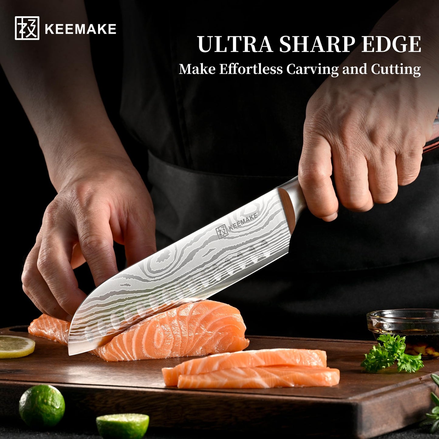 KEEMAKE Knife Set 5 Pieces, Professional Kitchen Knife Set, High Carbon Stainless Steel Chef Knife Set, Ultra Sharp Blade Knives Set for Kitchen with Ergonomic Pakkawood Handle & Gift Box