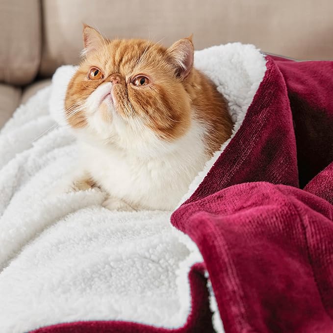 Bedsure Sherpa Fleece Blankets King Size for Bed - Thick and Warm, Soft Fuzzy Plush King Blanket for Winter, Red, 108x90 Inches