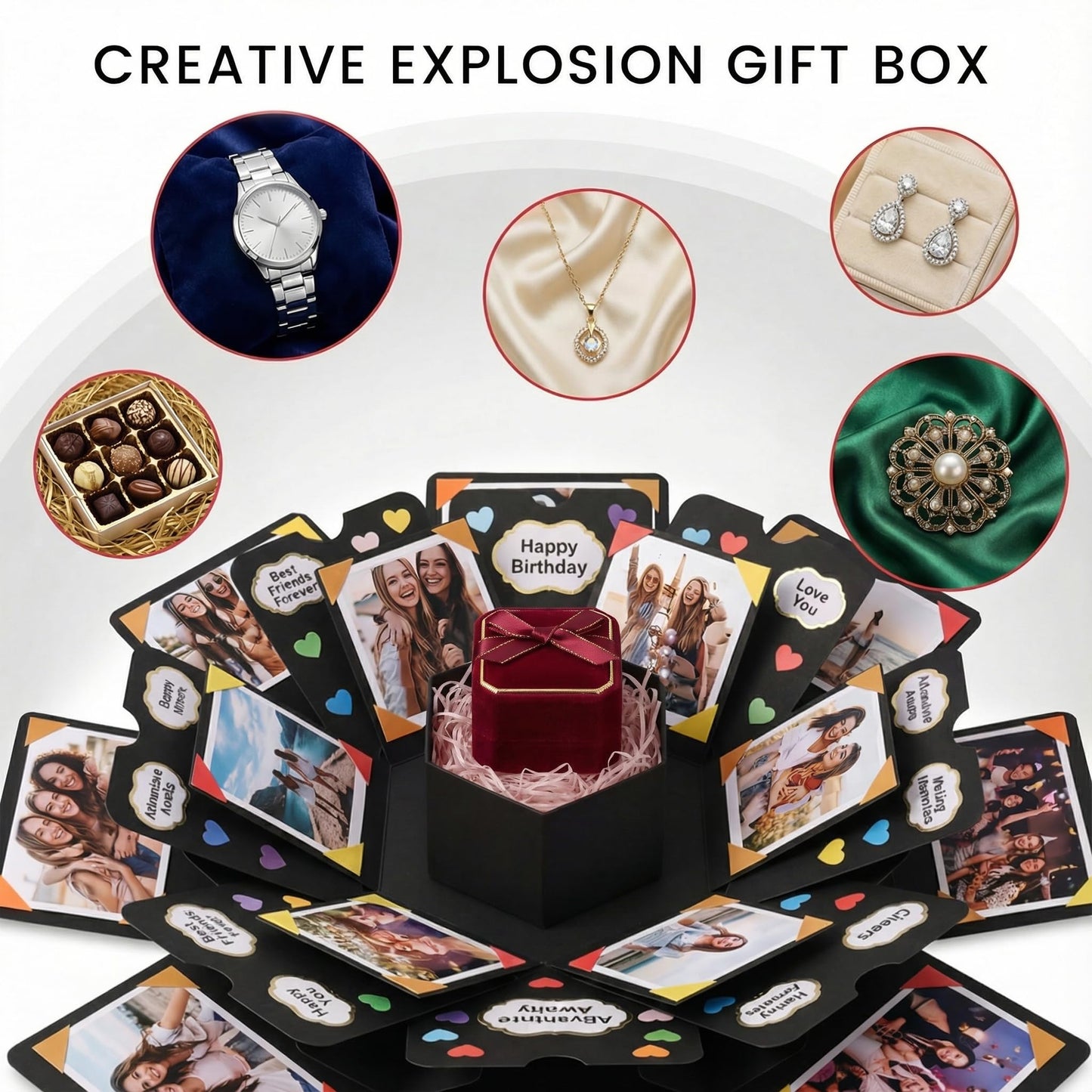 Koogel Explosion Gift Box, DIY Custom Scrapbook Photo Album for Birthday Anniversary Wedding, Exploding Surprise Boxes for Holiday Graduation