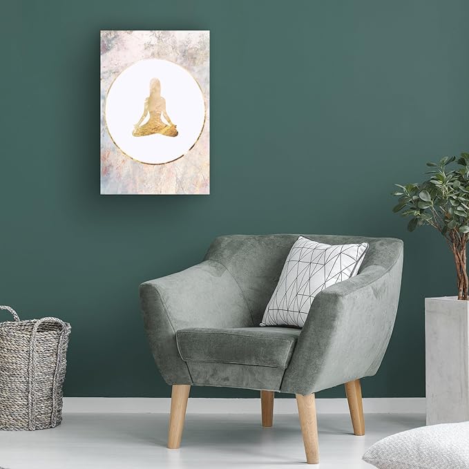 Trademark Fine Art Canvas Wall Art - Sarah Manovski 'Yoga Gold Marble 2' Wall Art for Living Room, Bedroom, or Office Décor