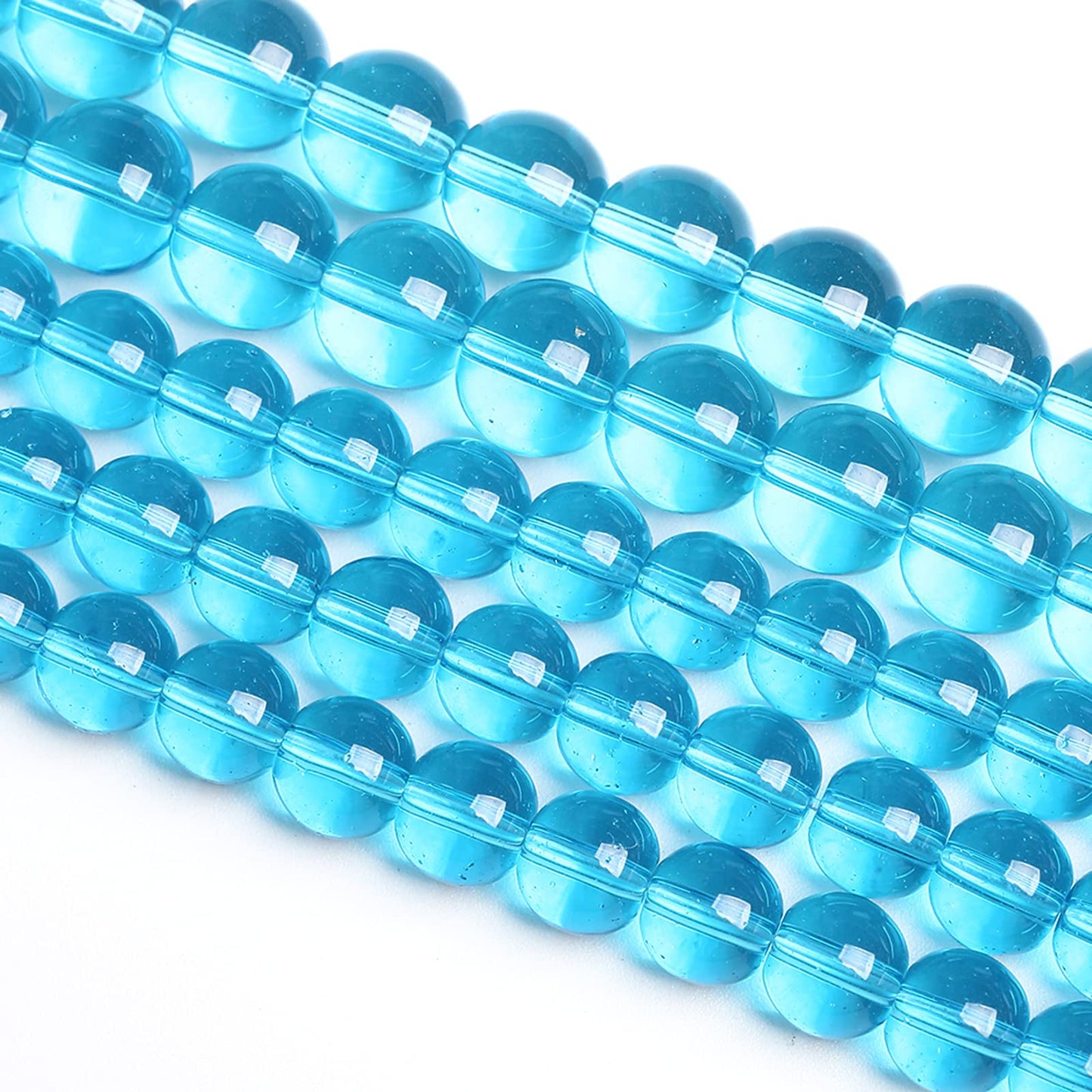 8MM 46PCS Light Blue Glass Spacer Loose Beads for Jewelry Making DIY Bracelet Necklace