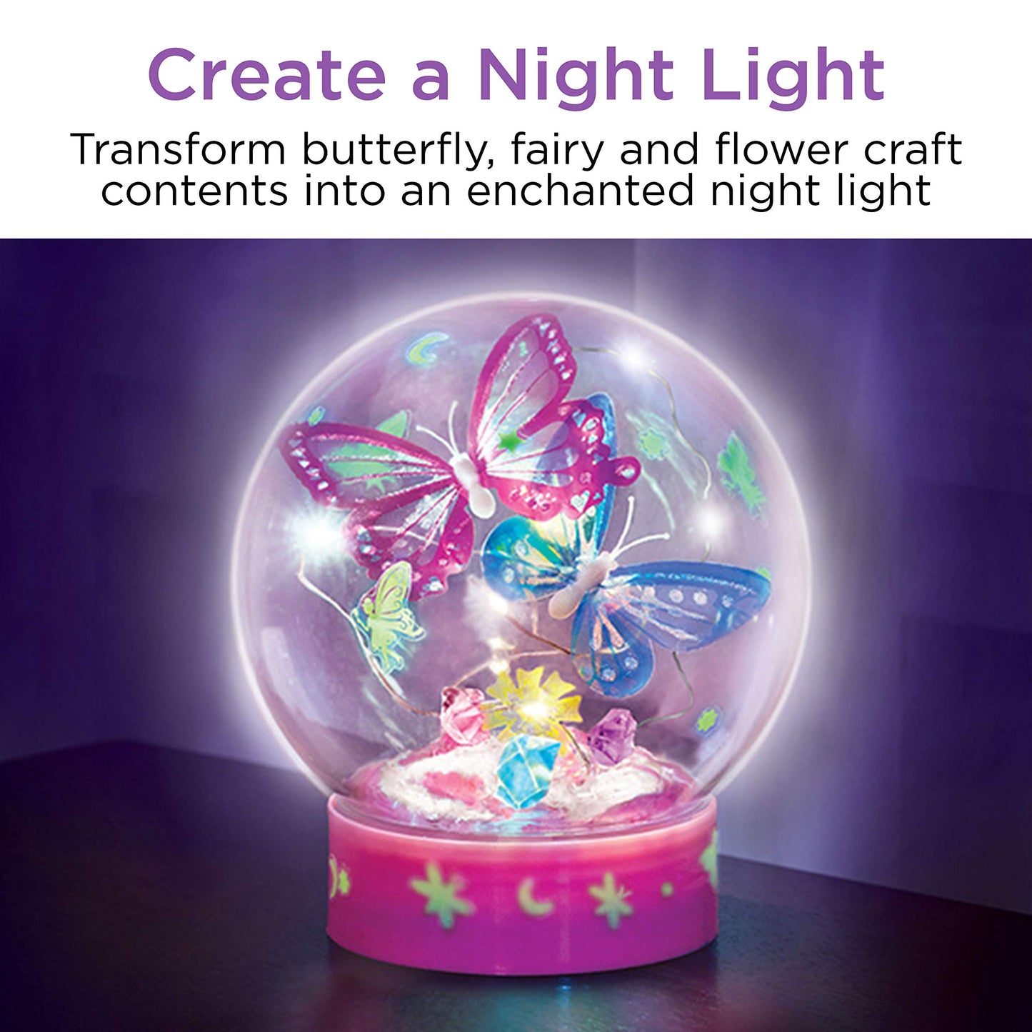 Creativity for Kids Butterfly Fairy Lights Kit | Create a Glowing Fairy Night Light with Butterflies & Sparkle | Relaxing DIY Craft & Imaginative Room Décor for Kids Everywhere (Ages 7+)